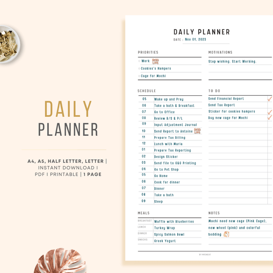 Minimalist Daily Planner Printable