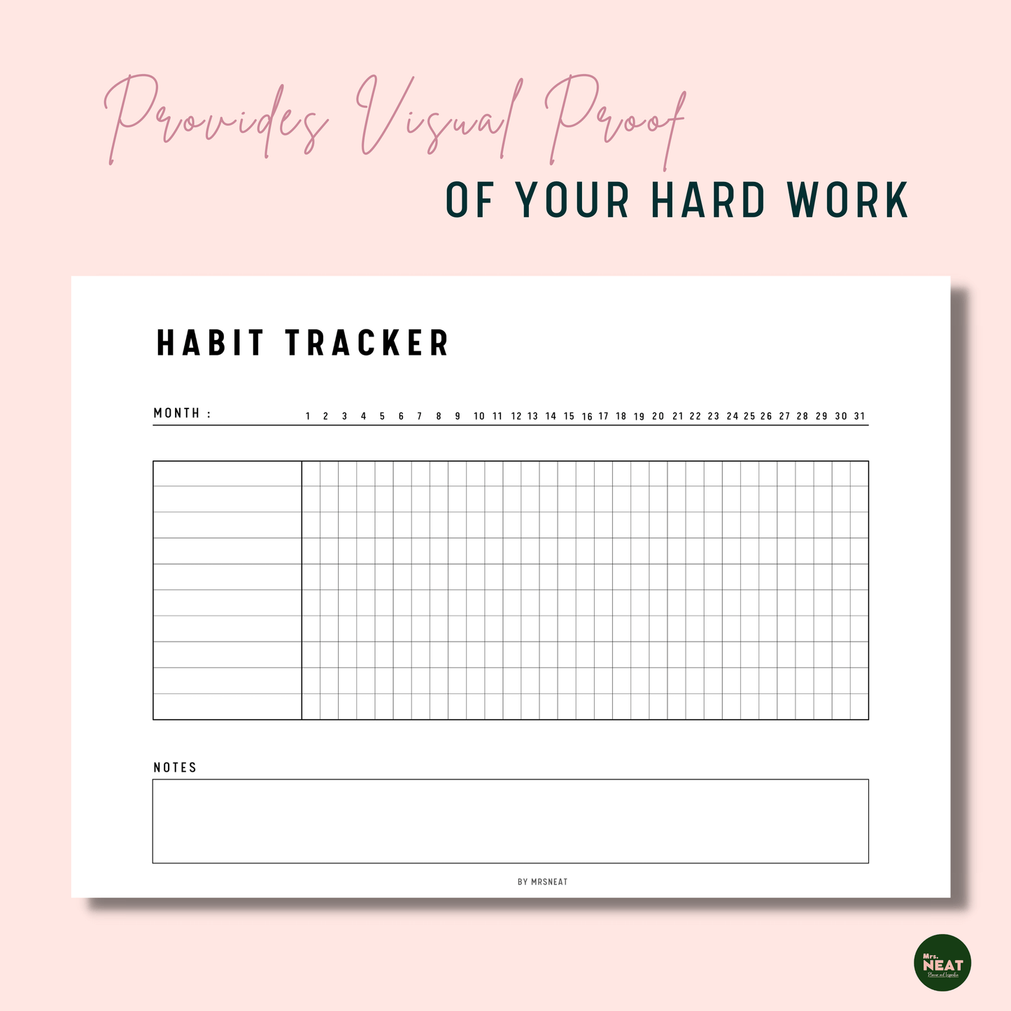 Monthly Habit Tracker Printable, Fillable Habit Tracker Landscape, Routine Tracker, Monthly Planner, PDF, Instant Download, A4, US Letter