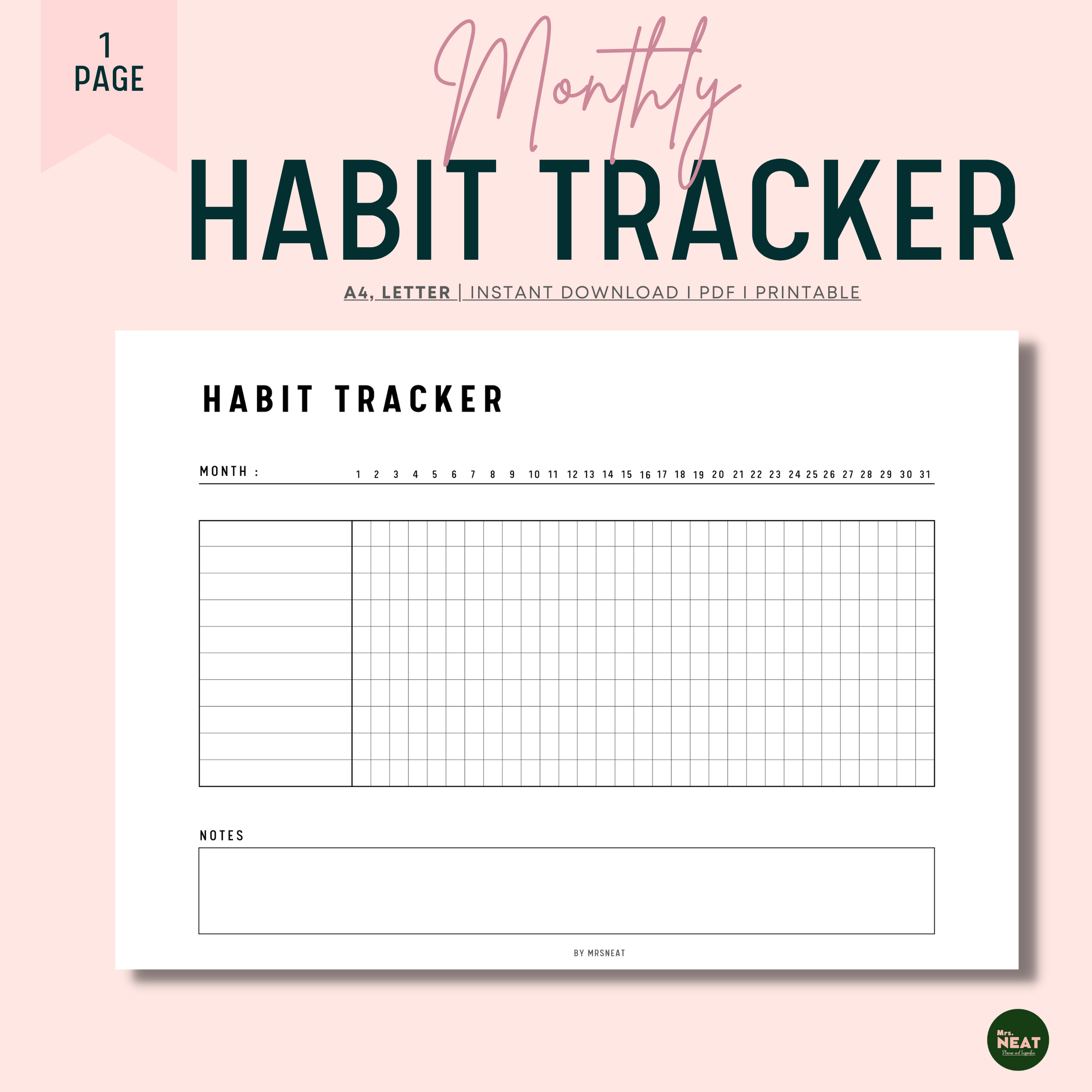 Habit Tracker - Daily Habit Tracker Journal，24 Months Undated Daily Weekly  and Monthly Double -Sided Printing Habit Tracker Calendar to Boost