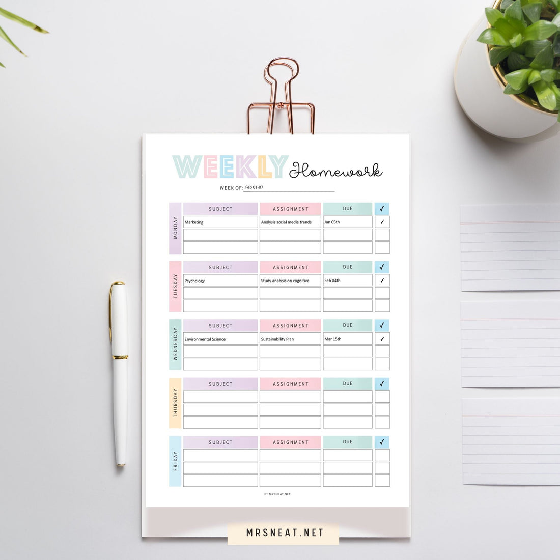 Weekly Homework Template That Will Help You Complete All Your Tasks!