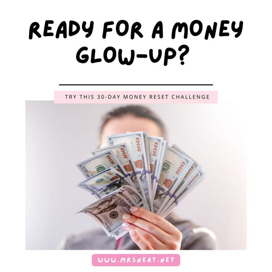 30-day money reset challenge printable for tracking spending and saving money