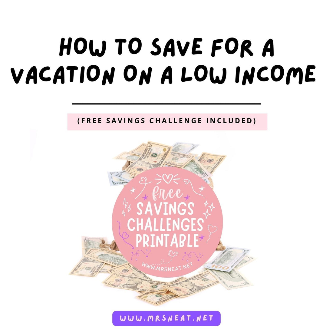 free printable travel savings challenge for low income budgeting