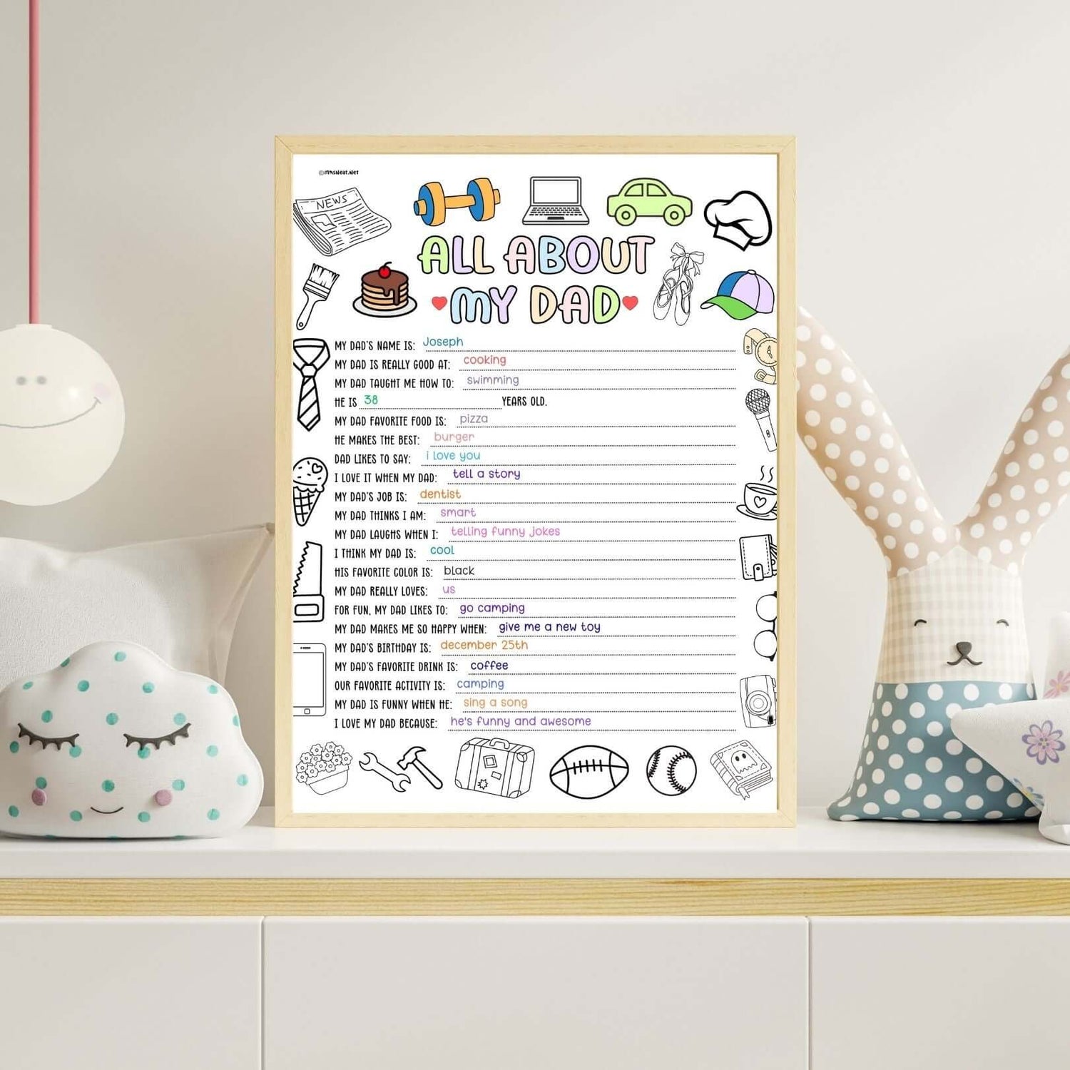 Cute Printable All About My Dad for Fathers Day