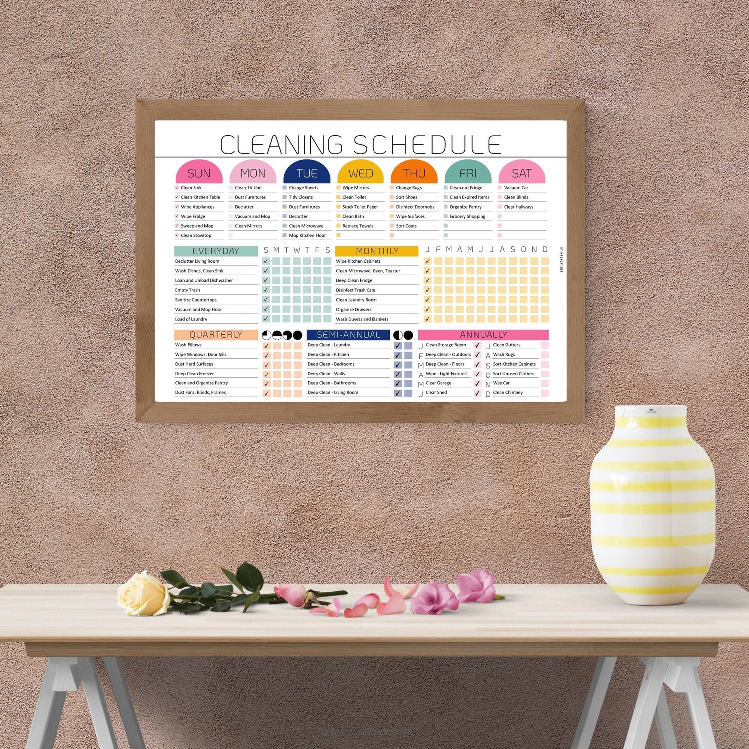 Printable cleaning planner featuring a home cleaning checklist and schedule from the Lifestyle Planners collection.