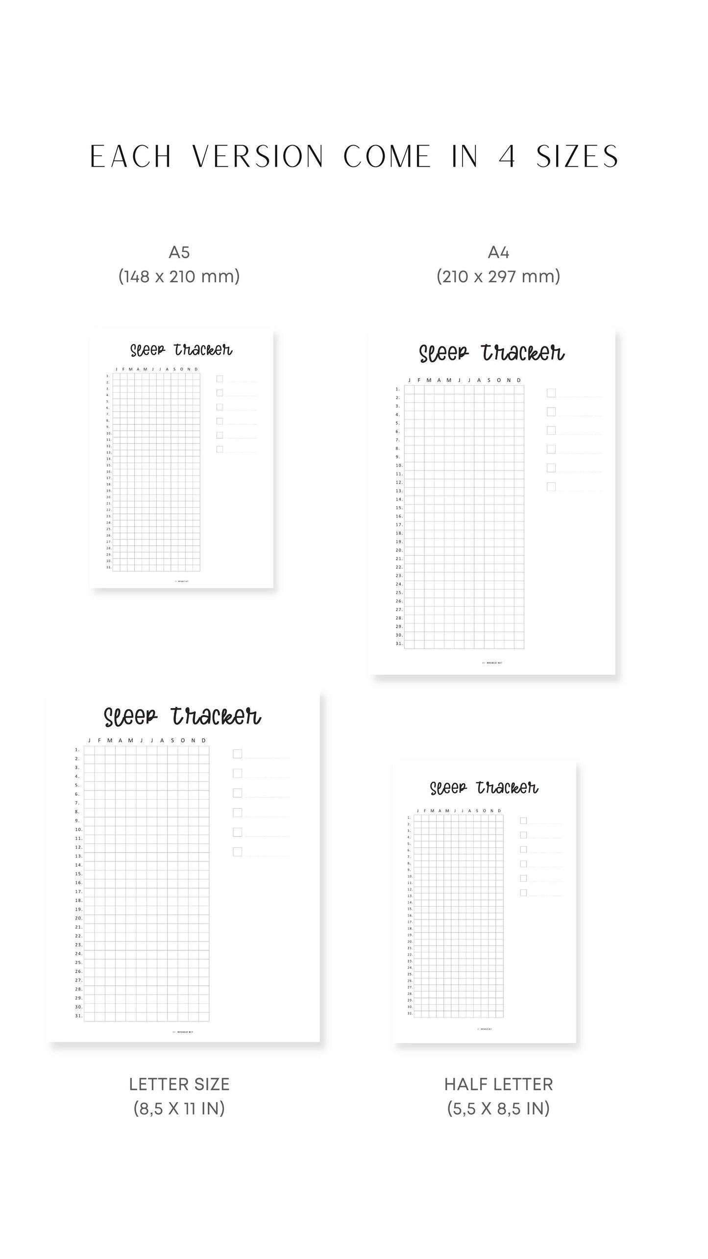 Comparison chart of different paper sizes with grid lines on a white background