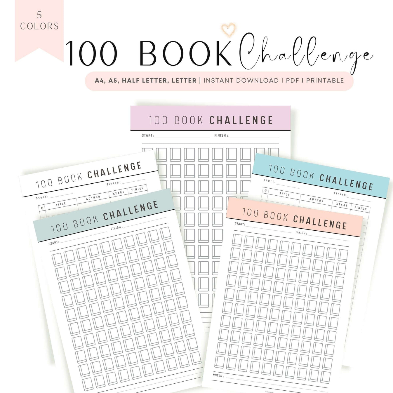 100 Book Challenge Printable Mrsneat 100-book-challenge-printable-mrsneat