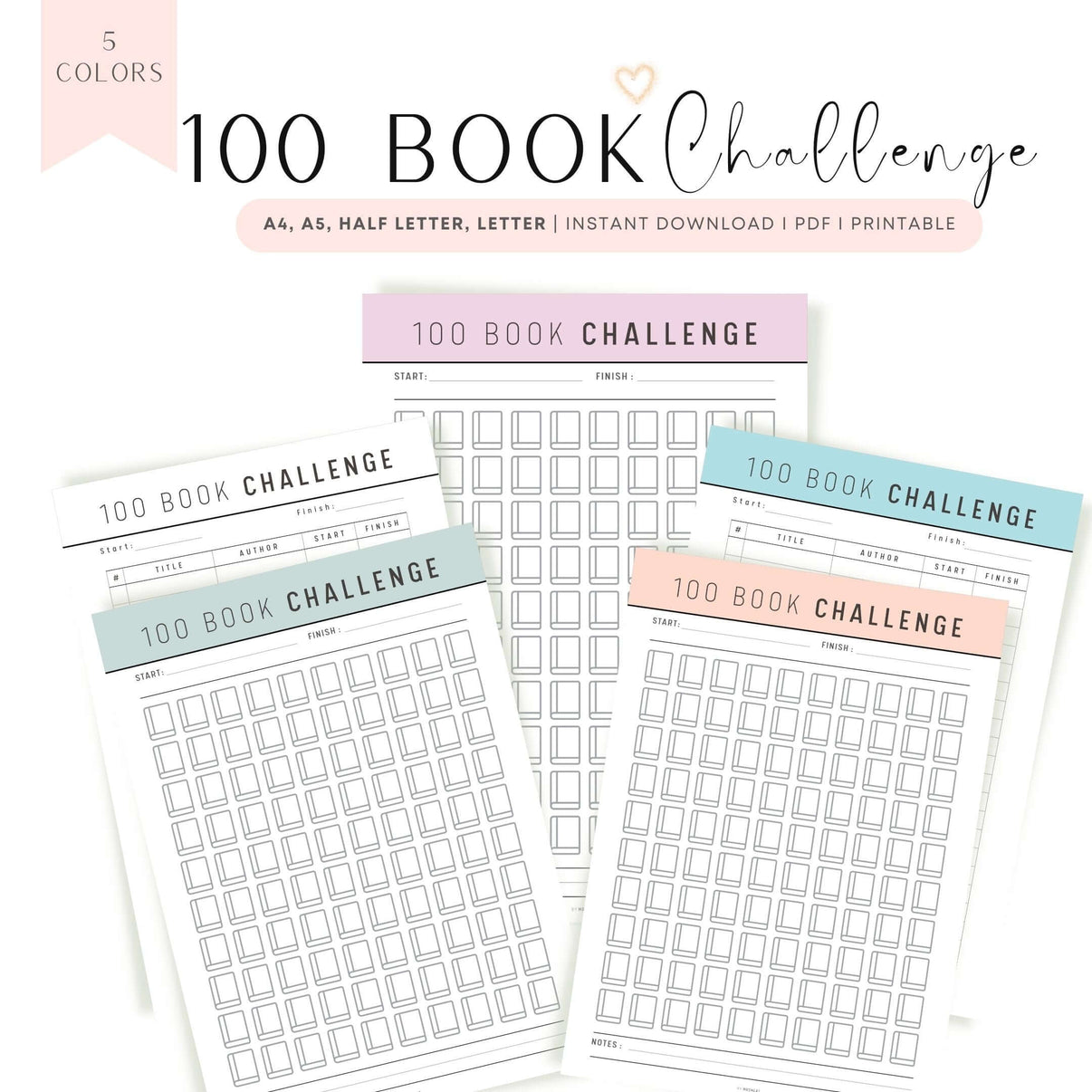 100 Book Challenge Printable mrsneat