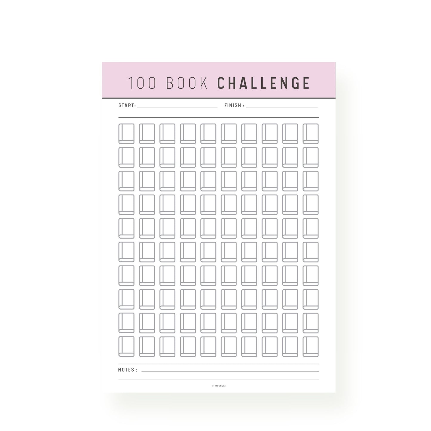 Purple 100 Book Reading Challenge Printable