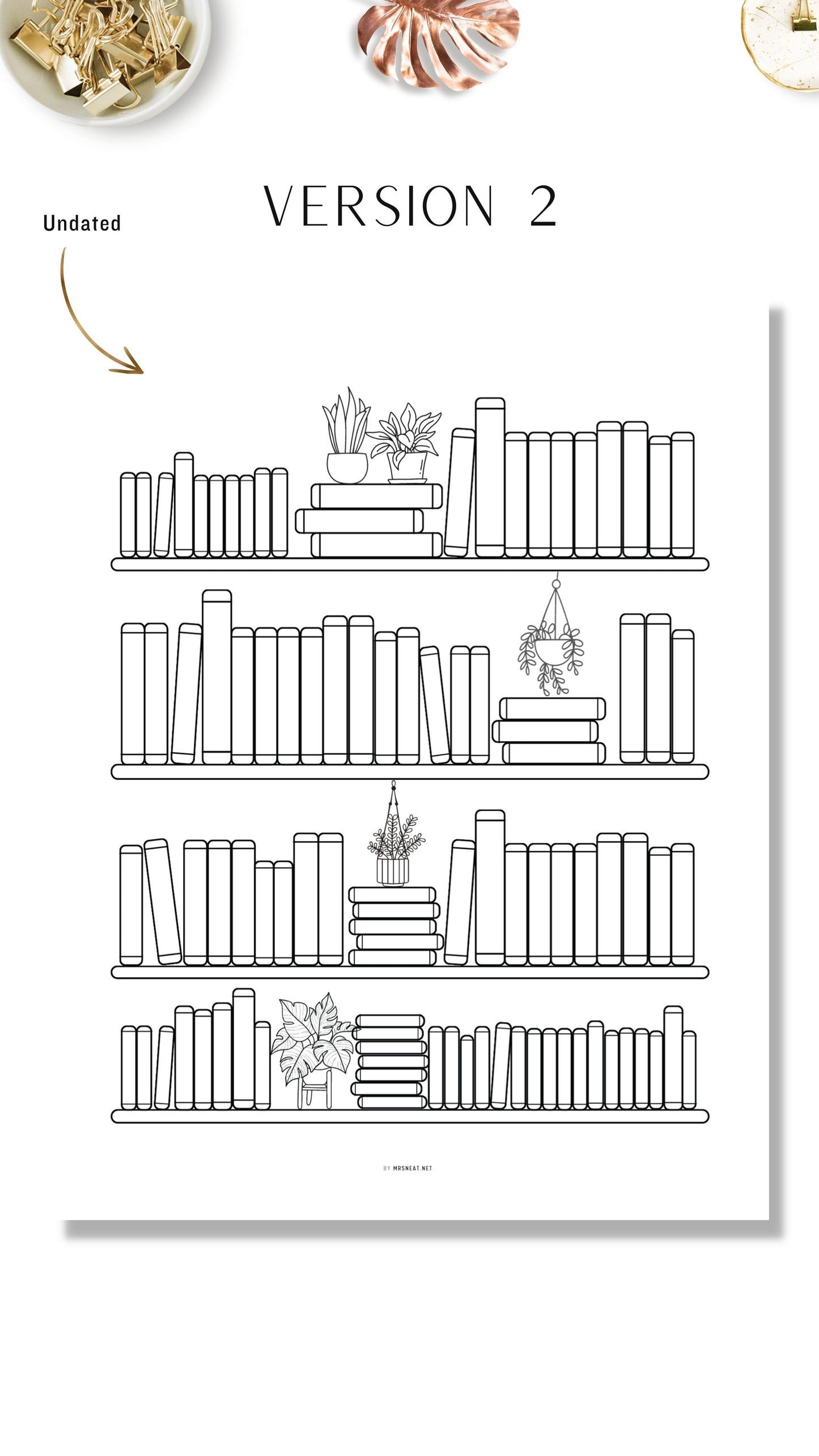 Undated Bookshelf Reading Tracker Printable - 100 Books