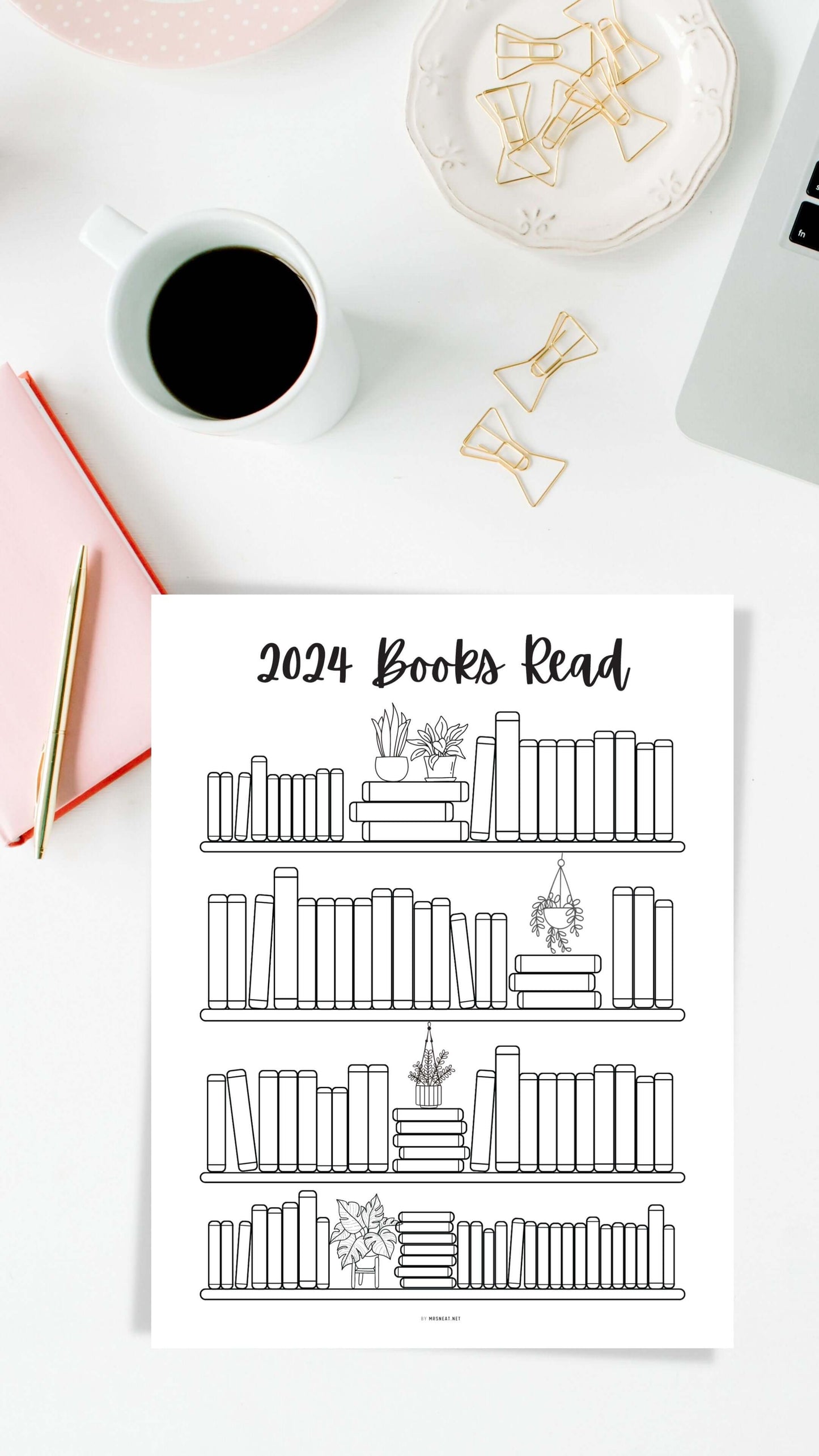 Bookshelf Reading Tracker Printable - 100 Books