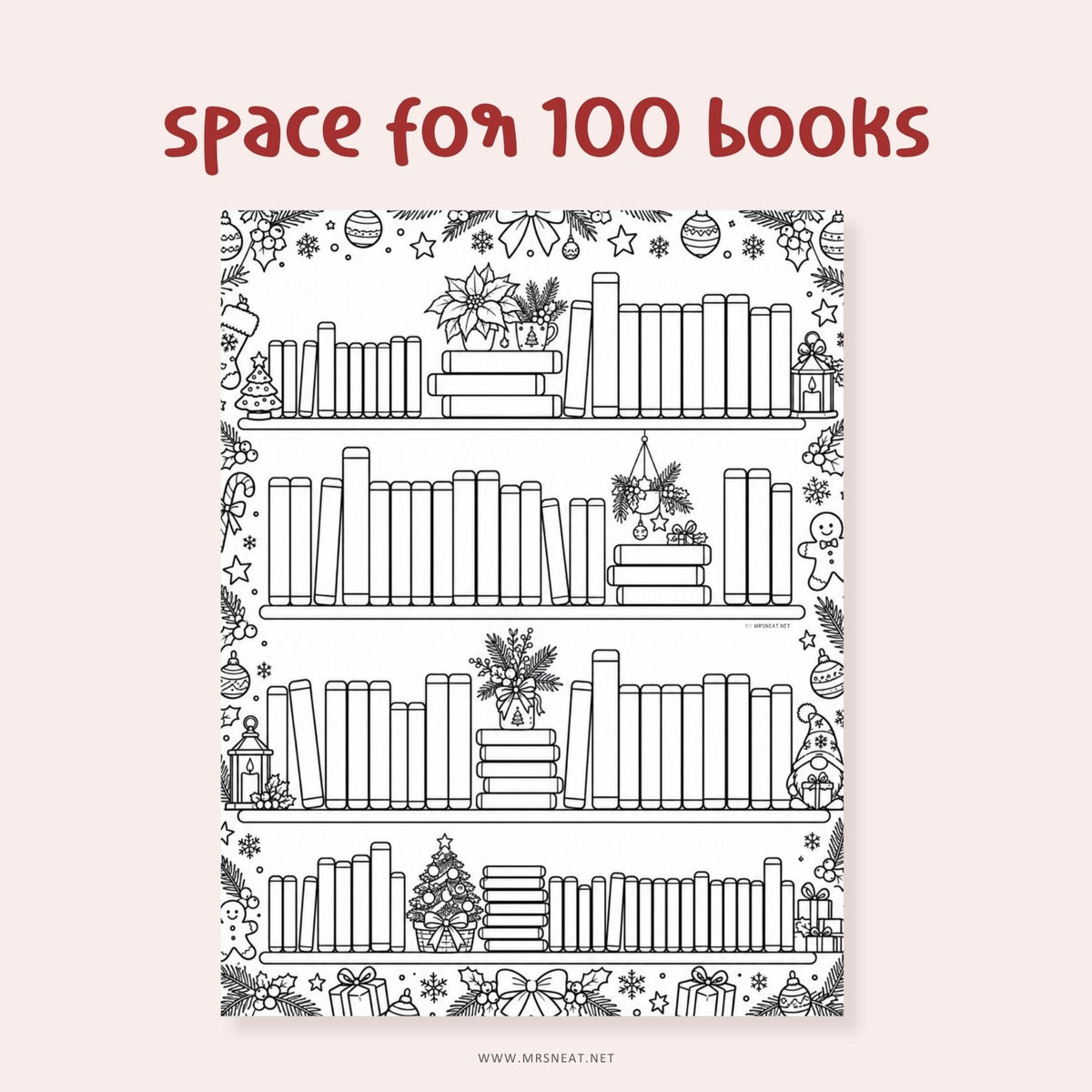 100 books reading tracker printable for a Christmas reading challenge, holiday TBR, and cozy winter reading goals