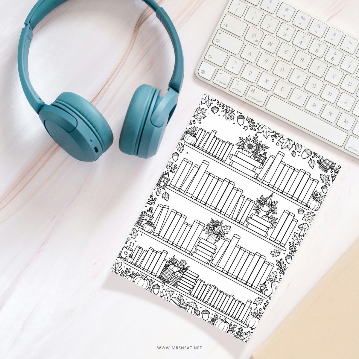 Bookshelf reading tracker printable in color and black and white for a 100 books fall and autumn reading challenge