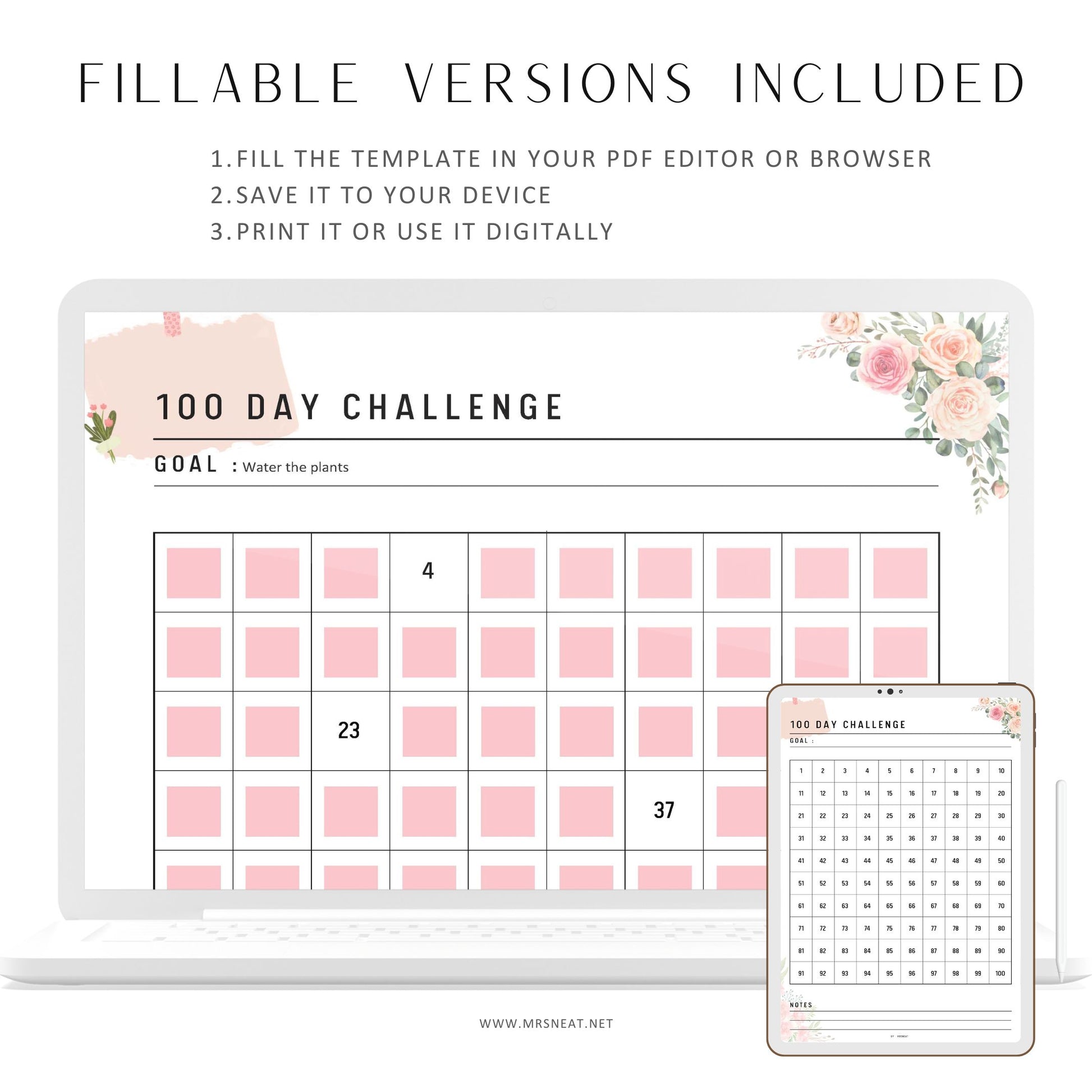 100 Day Challenge Printable - M105/6 – mrsneat 100-day-challenge-printable-m105-6-mrsneat