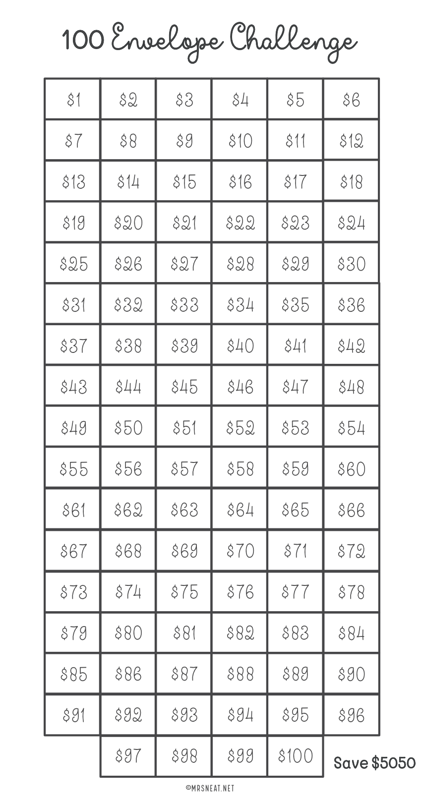 Printable 2000, 1000 Dollar Savings Challenge & 100 Envelope Challenge, Fit A6 Size, 3 Challenges in One Sheet, Instant Download, Digital Download