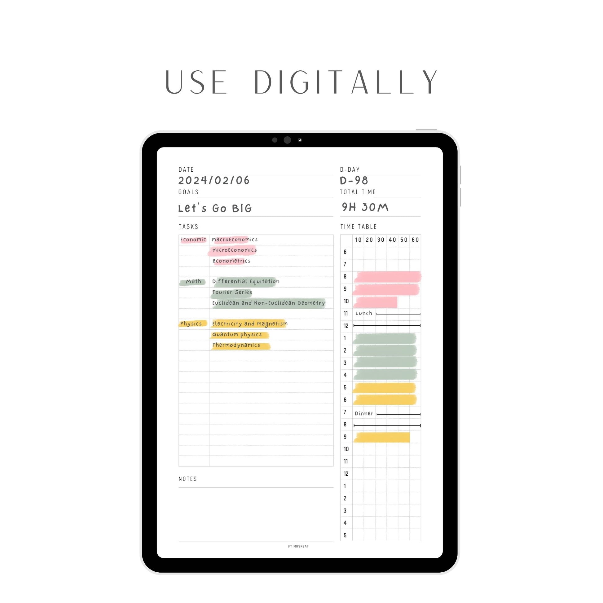 10 Minutes Daily Planner Template