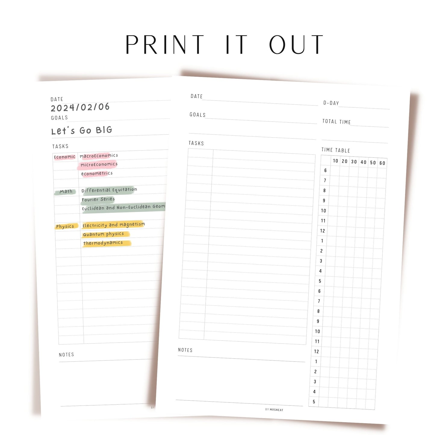10 Minutes Daily Planner Template