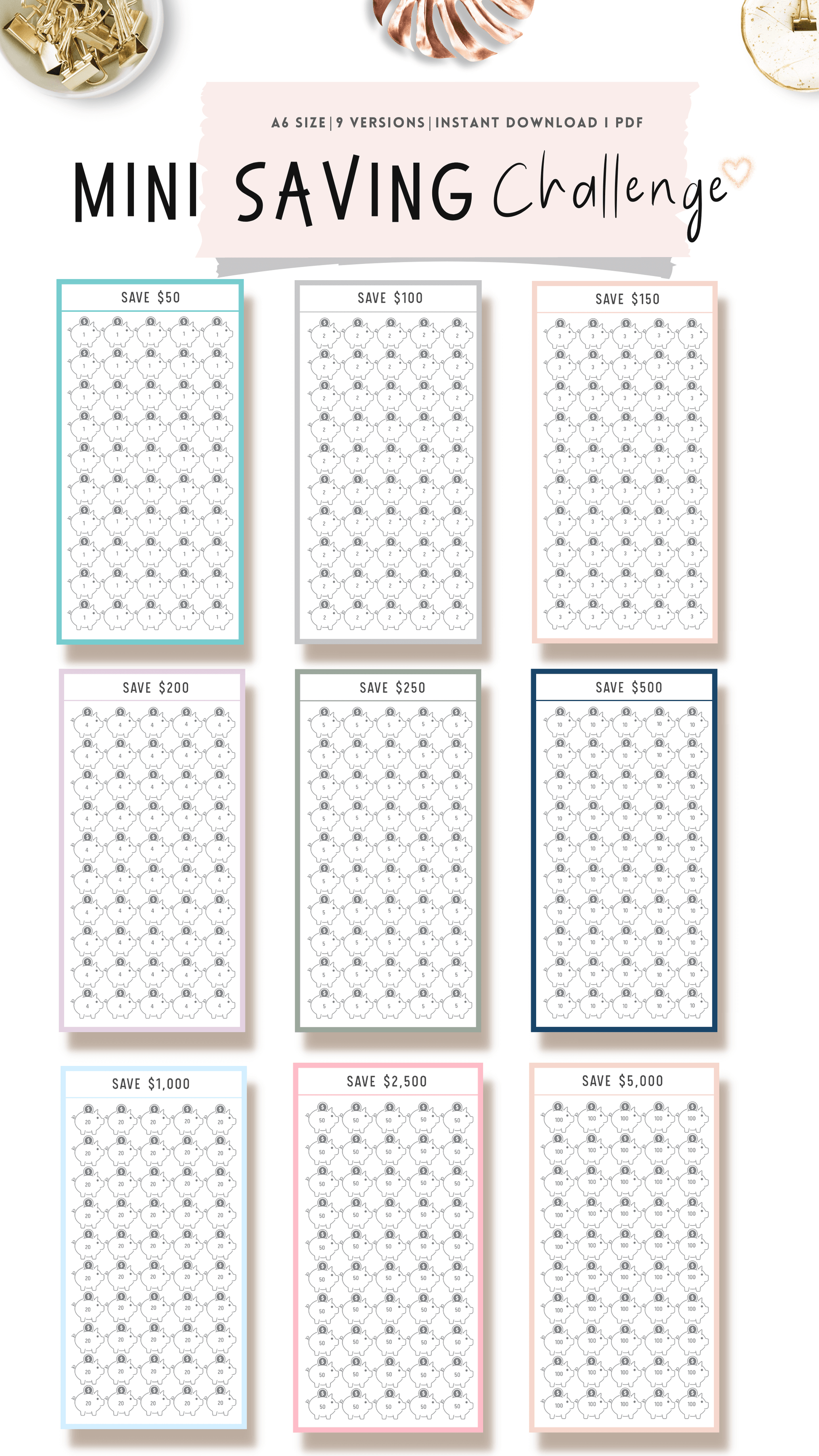 A6 Saving Challenge Printable Mrsneat