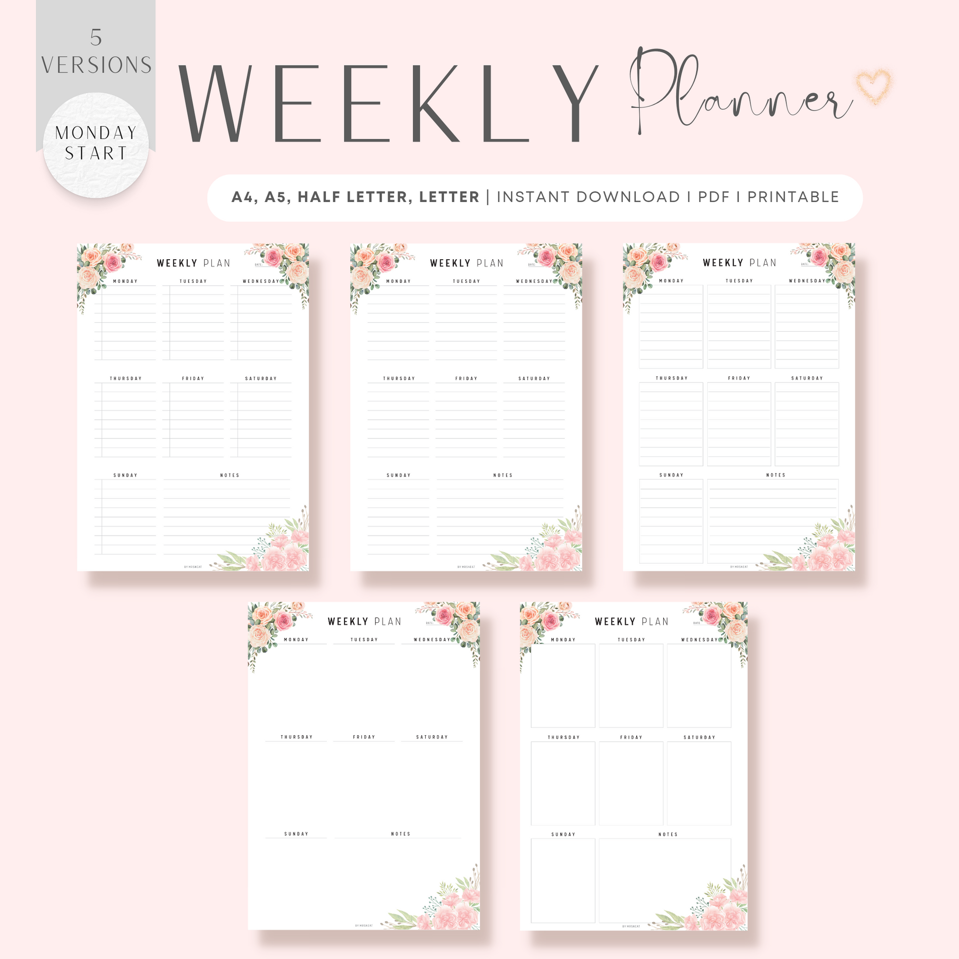 Floral Weekly Planner Printable