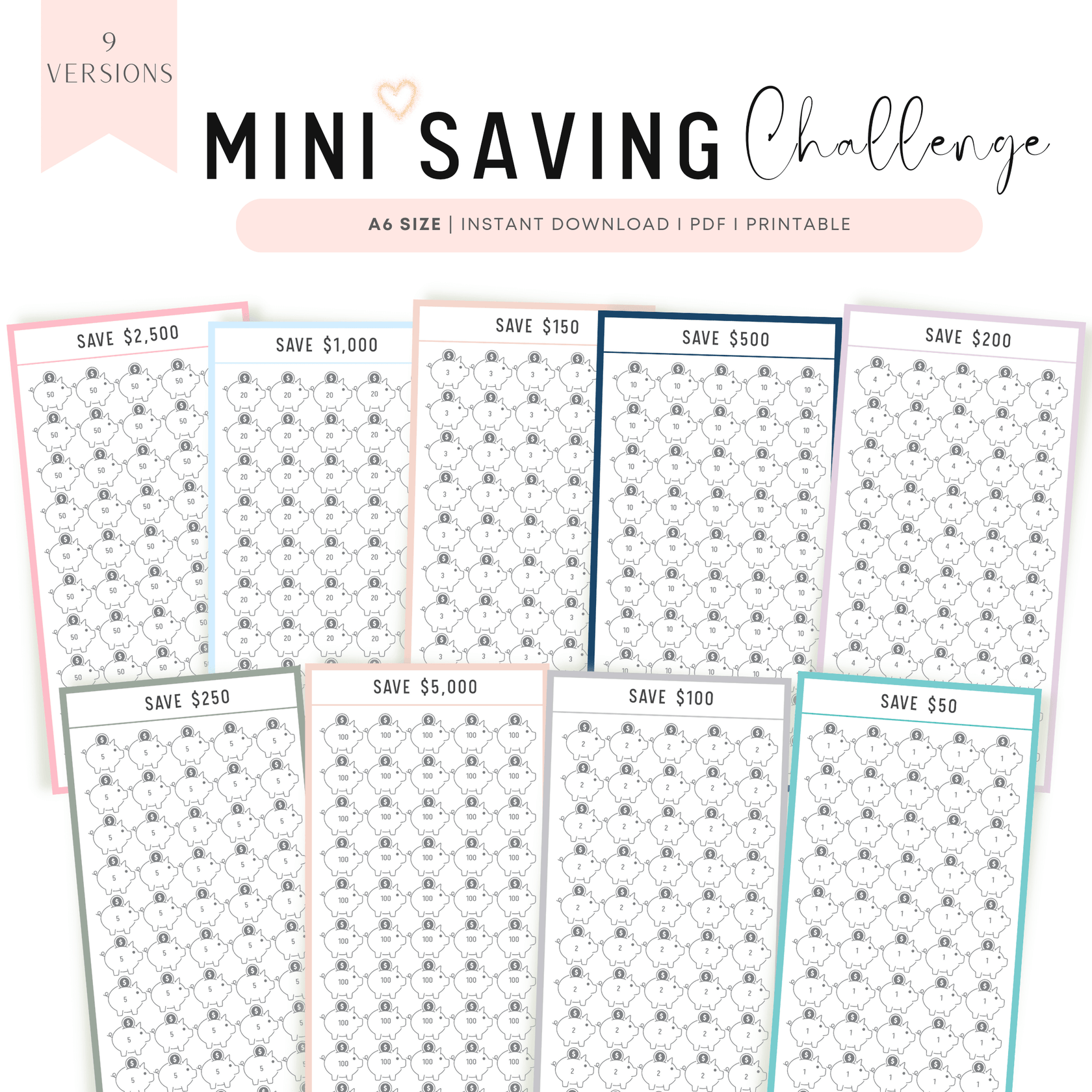 A6 Saving Challenge Printable Mrsneat