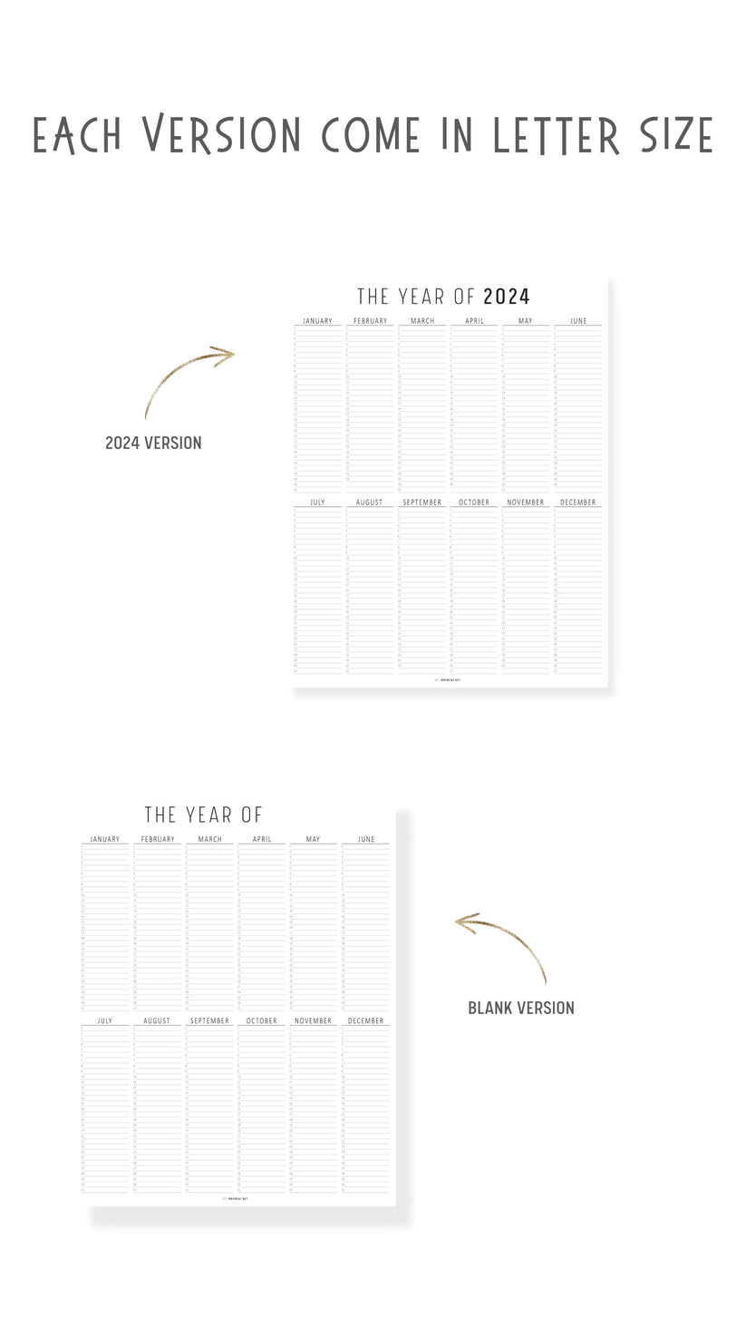 Year at a Glance Template Printable M402 mrsneat