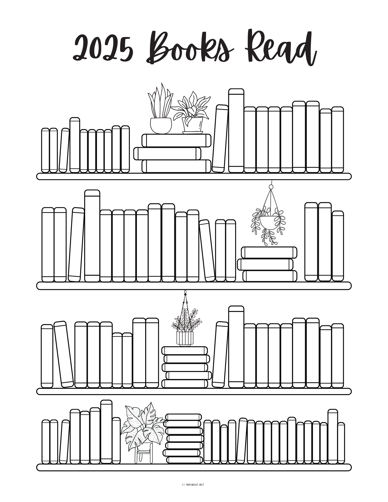 Printable Bookshelf Bookmarks, Reading Tracker, Reading List Template, Coloring Bookmark, Bookshelf Template, 50 Books Bookshelf Bookmark