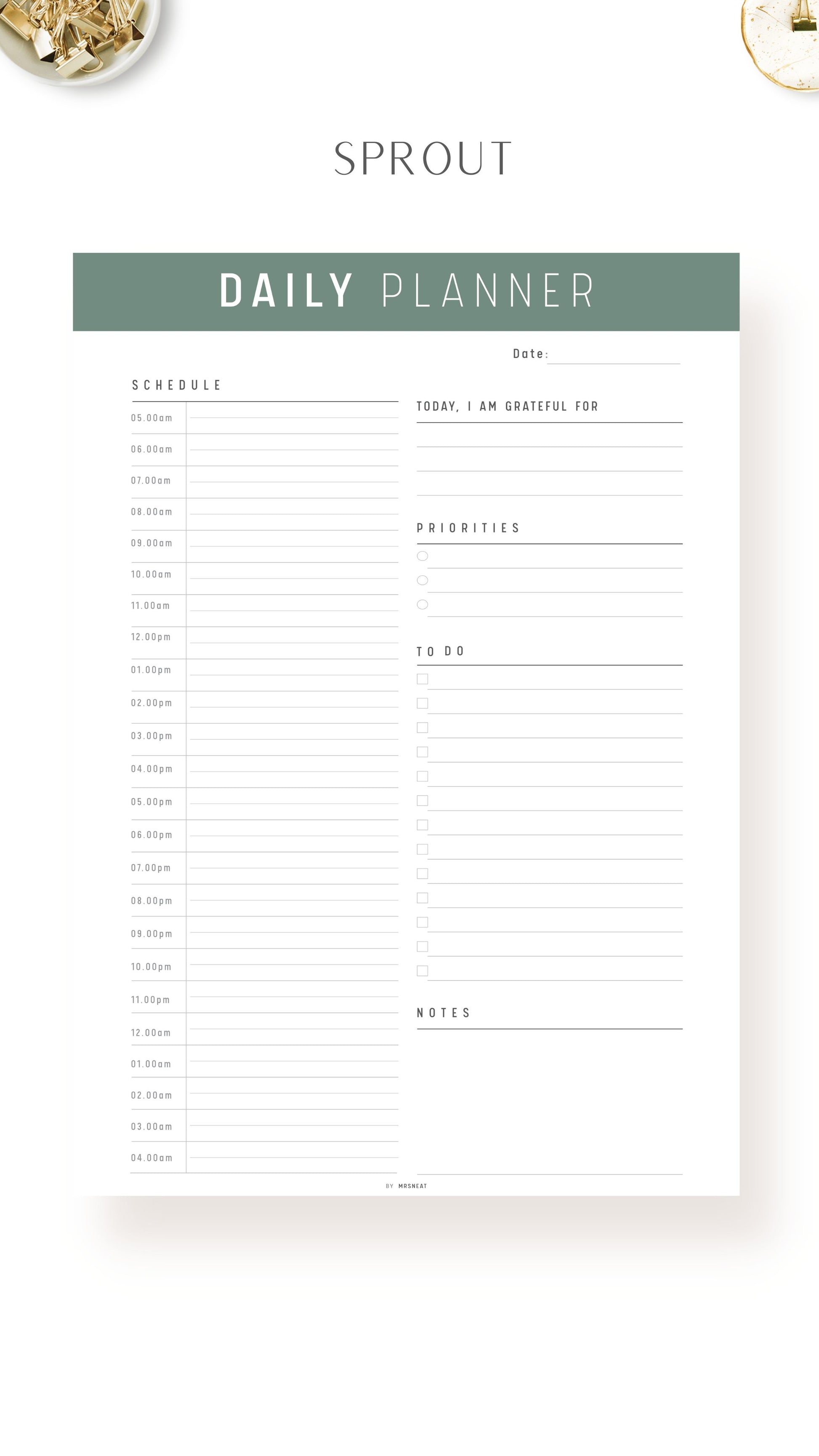 24 Hour Daily Schedule Template Printable