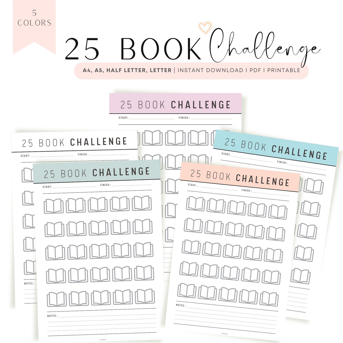 25 Book Challenge Printable