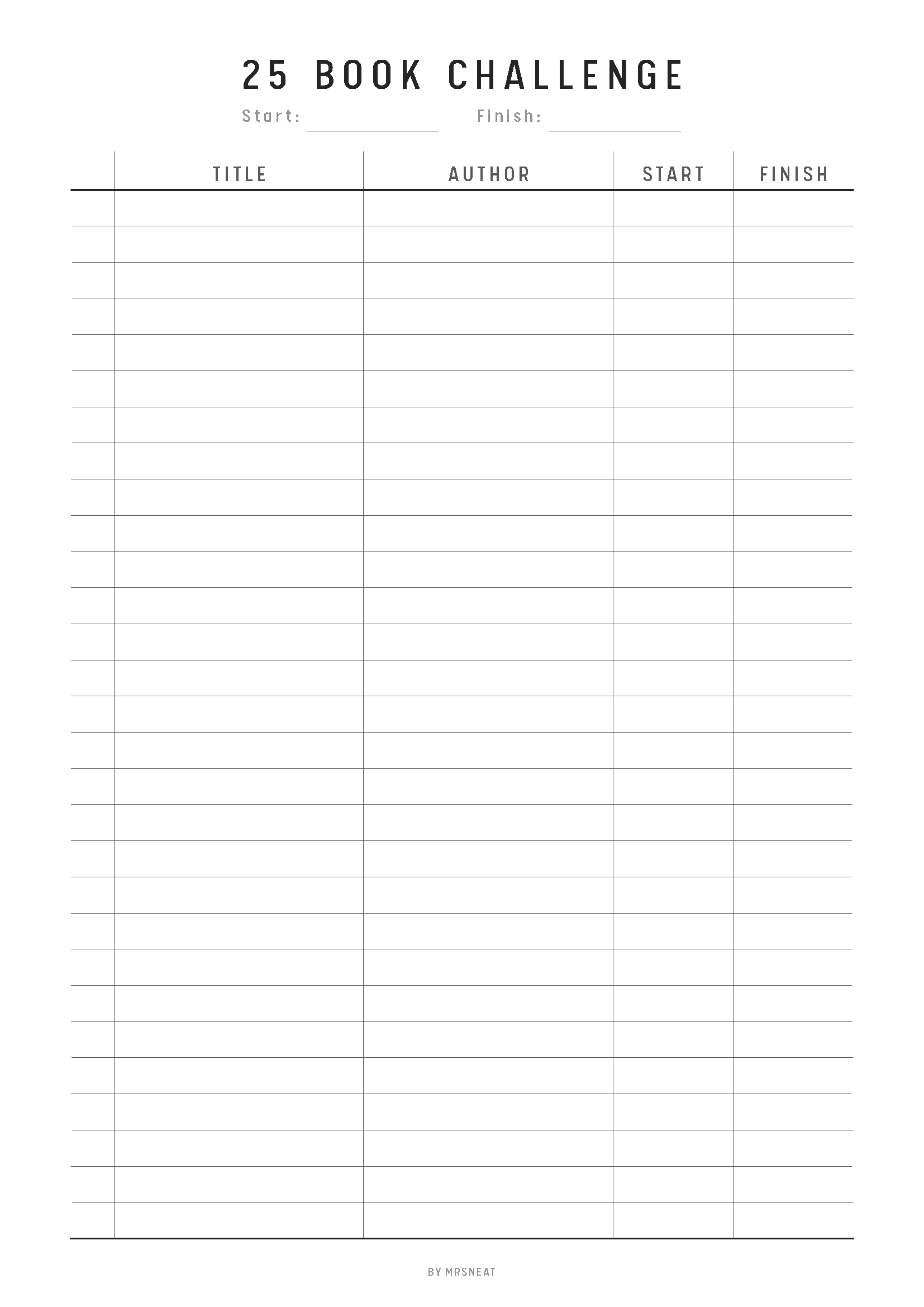 Book Challenge Printable, 100, 50, 30 Book Challenge, 25 Book Challenge, Reading Challenge, A4, A5, Half Letter, Letter, 4 Versions, PDF