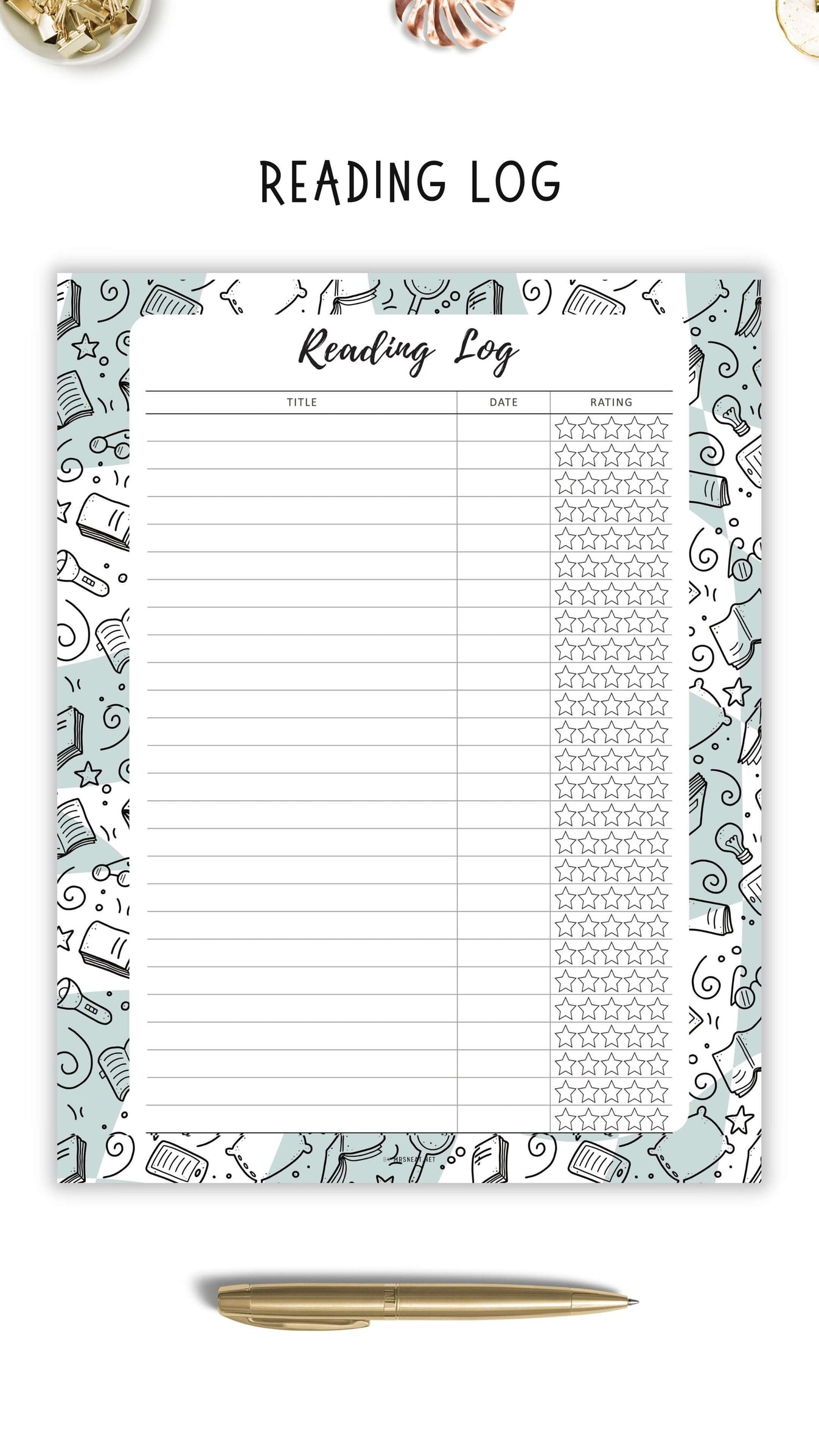 Reading Log Template Printable Mrsneat
