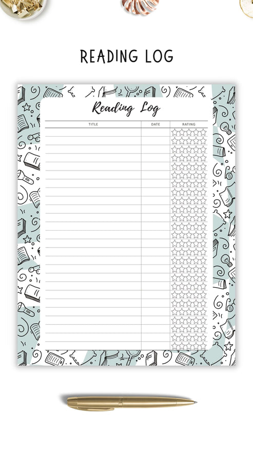 Reading Log Template Printable Mrsneat