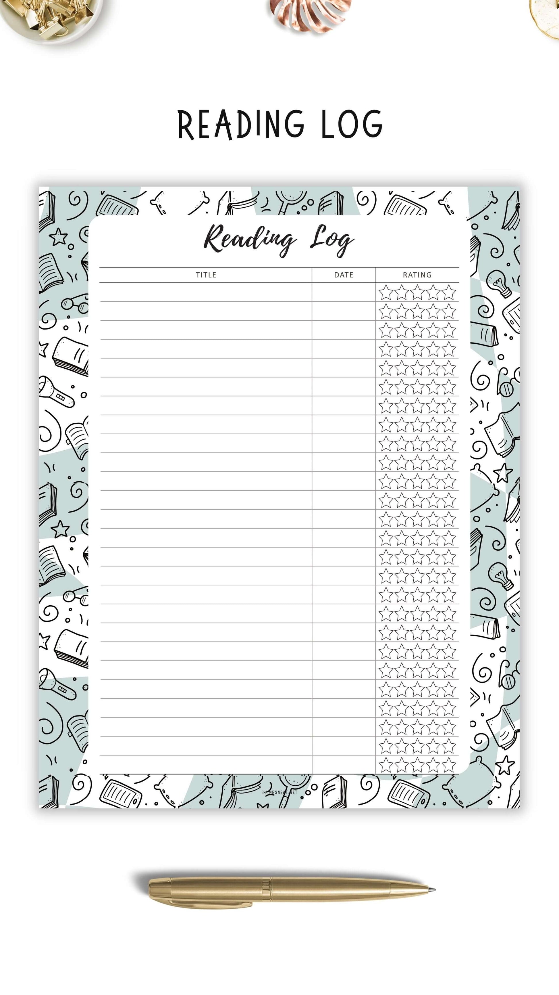 Reading Log Template Printable - M421 – mrsneat reading-log-template-printable-m421-mrsneat
