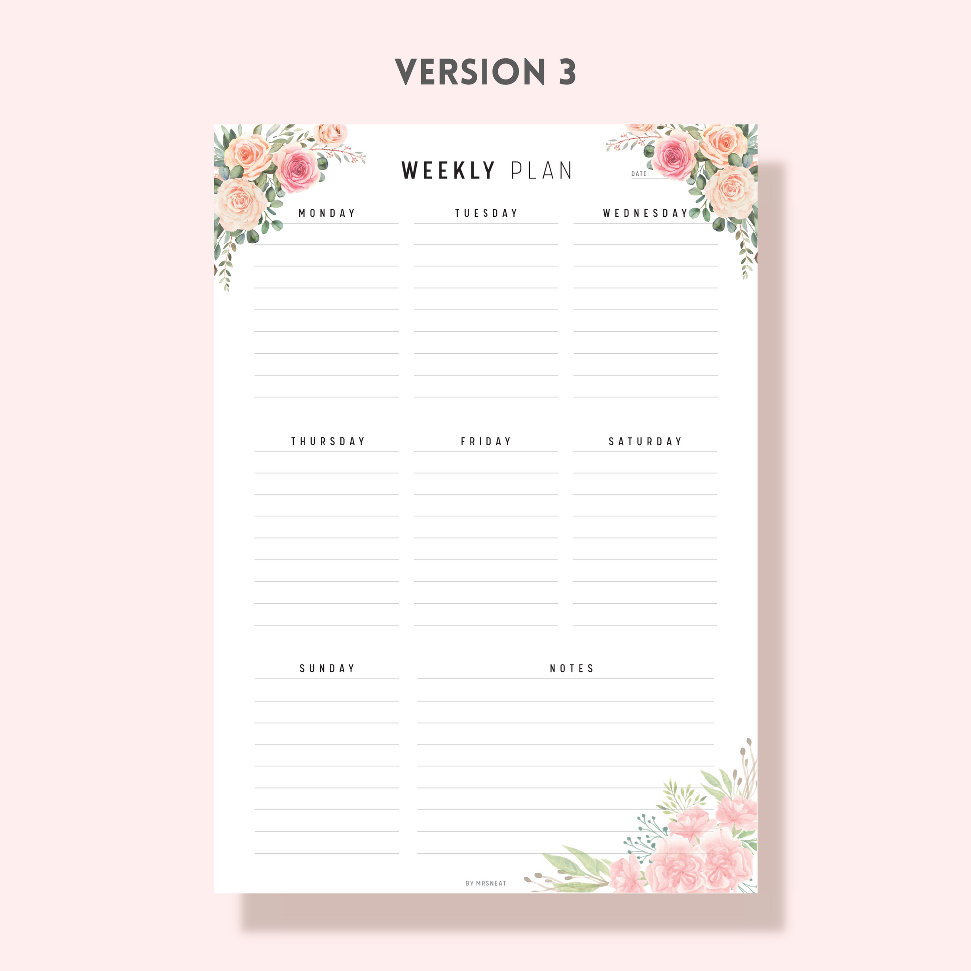 Floral Weekly Planner Printable