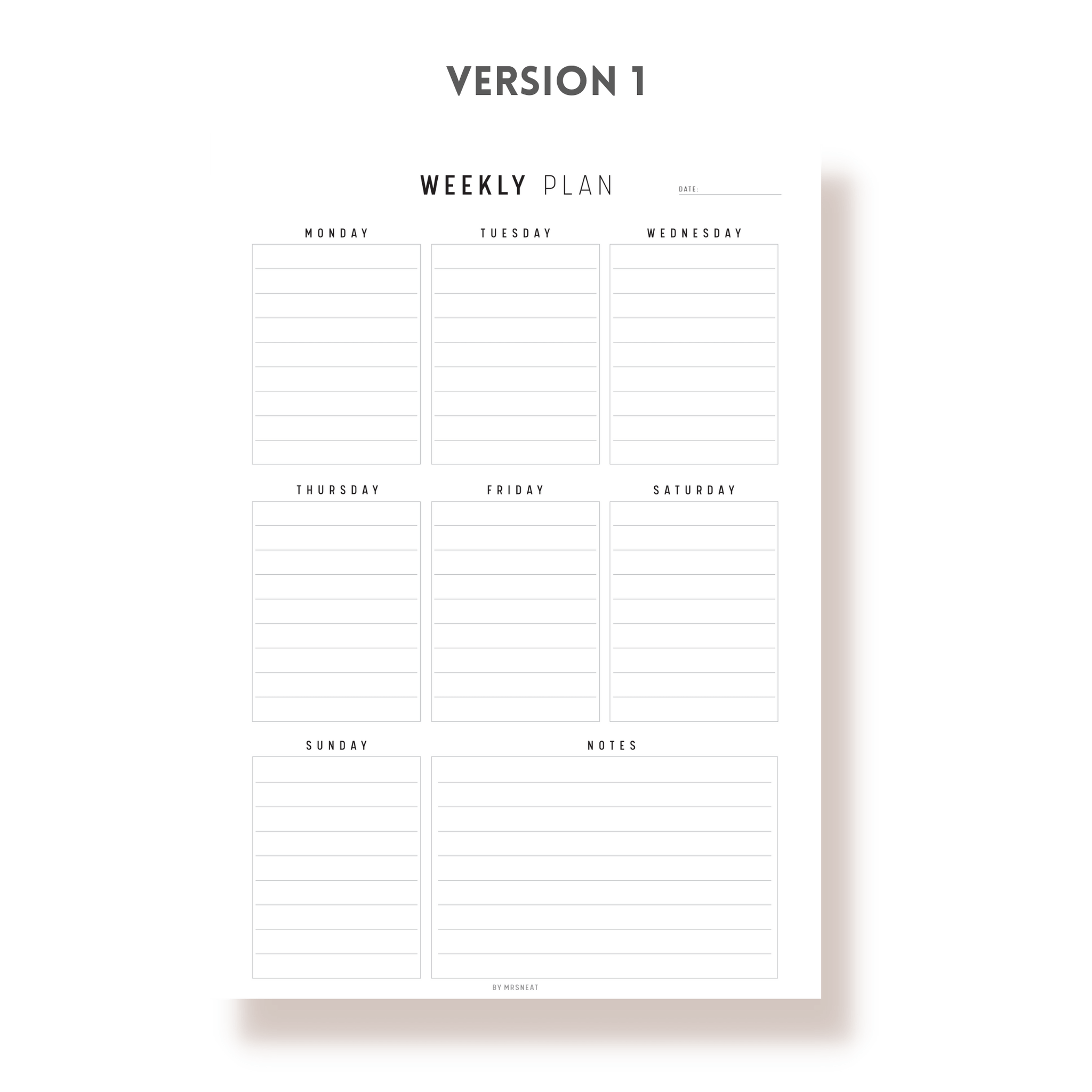 Weekly Planner Template – mrsneat