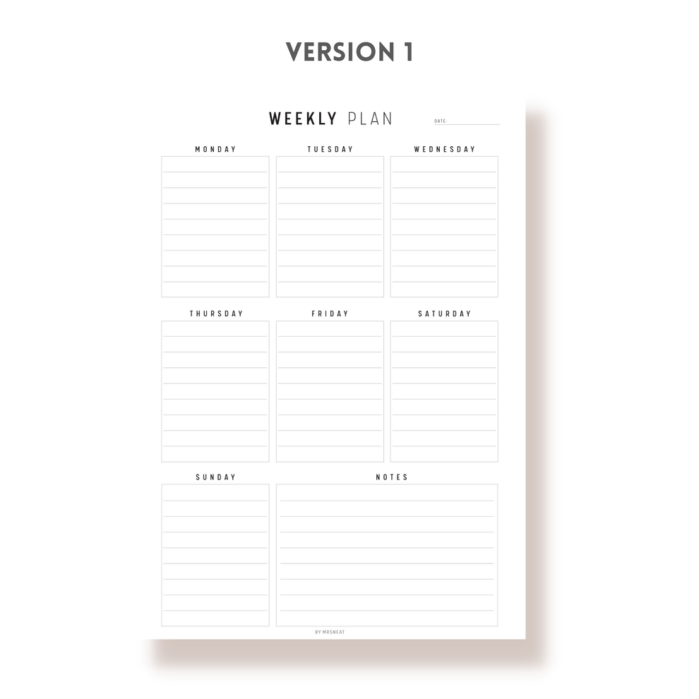 Weekly Planner Template – mrsneat