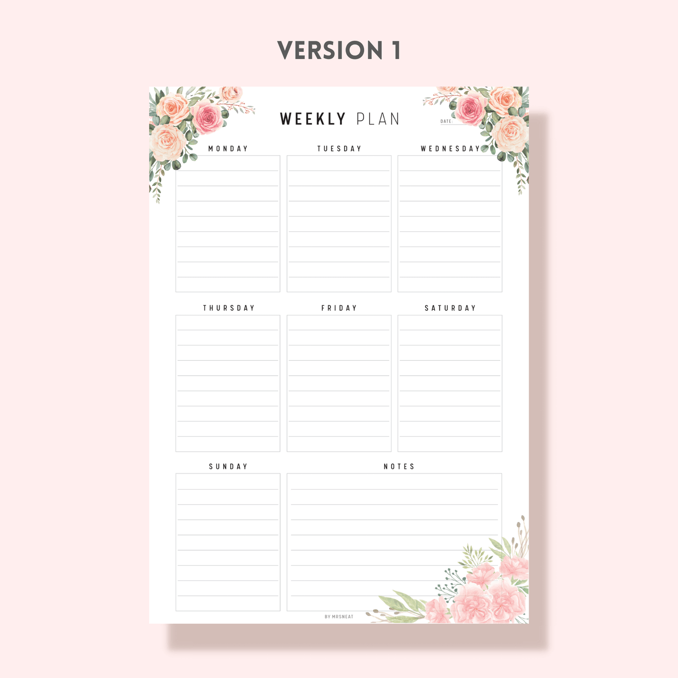 Floral Weekly Planner Printable – mrsneat