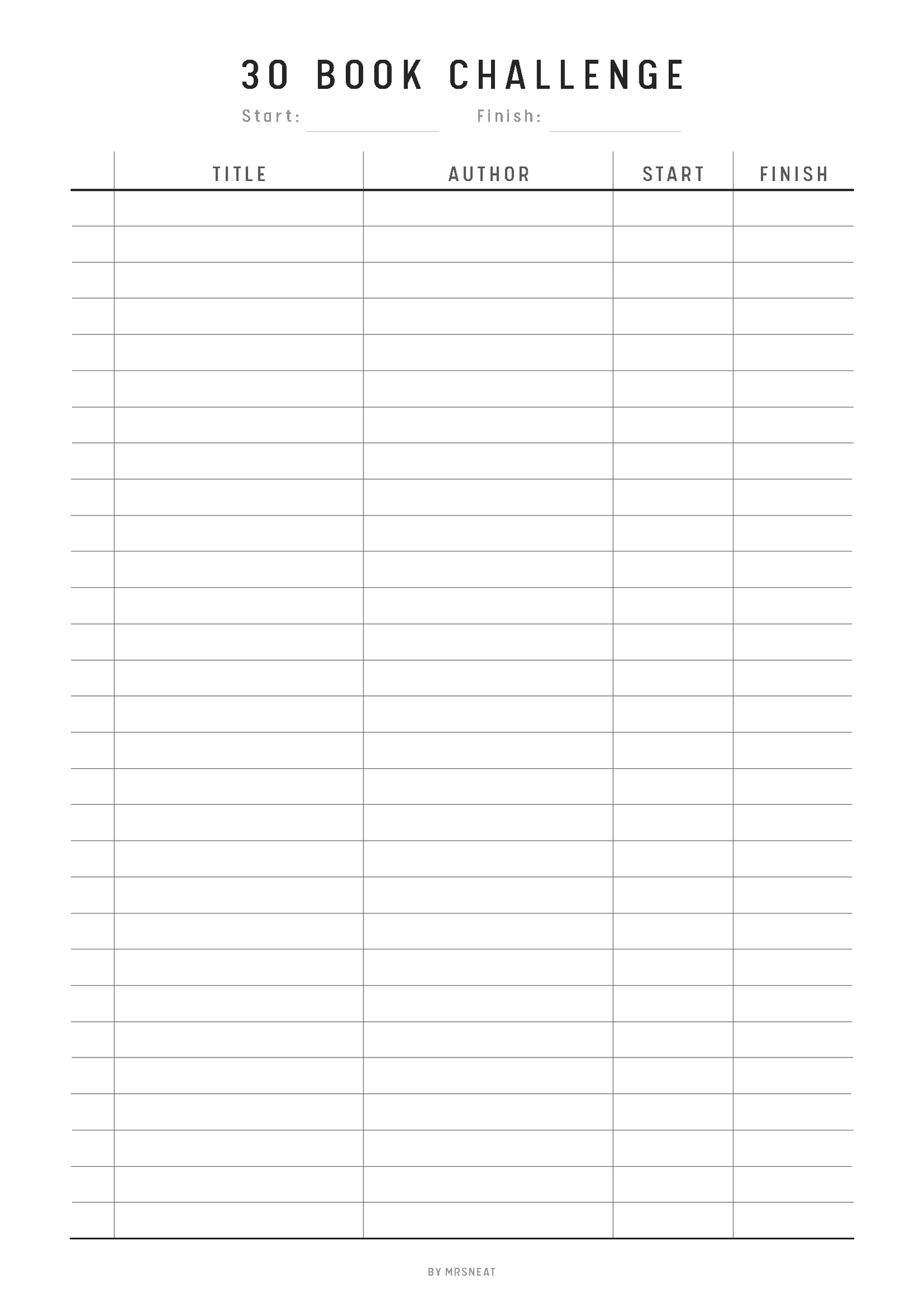 Book Challenge Printable, 100, 50, 30 Book Challenge, 25 Book Challenge, Reading Challenge, A4, A5, Half Letter, Letter, 4 Versions, PDF