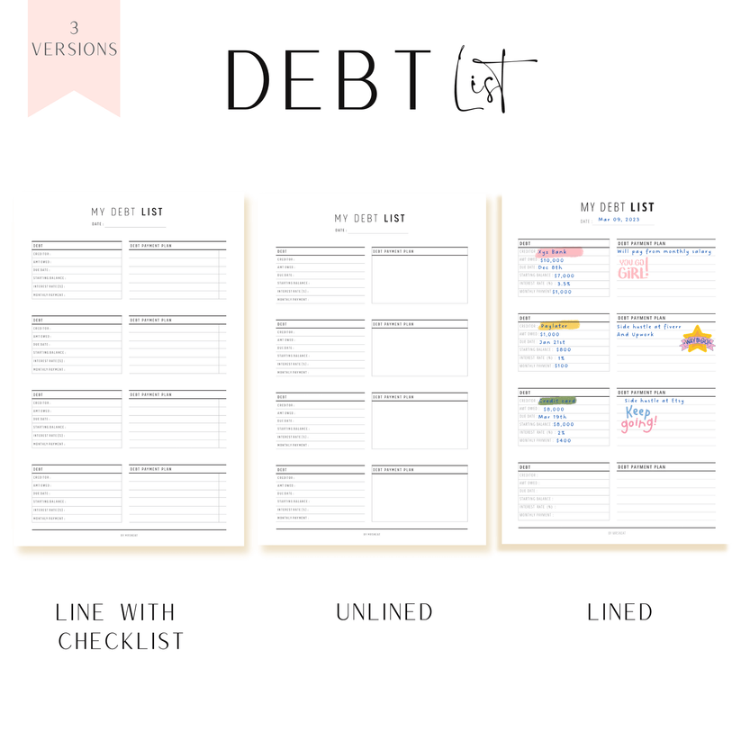 Debt Printable Bundle – mrsneat
