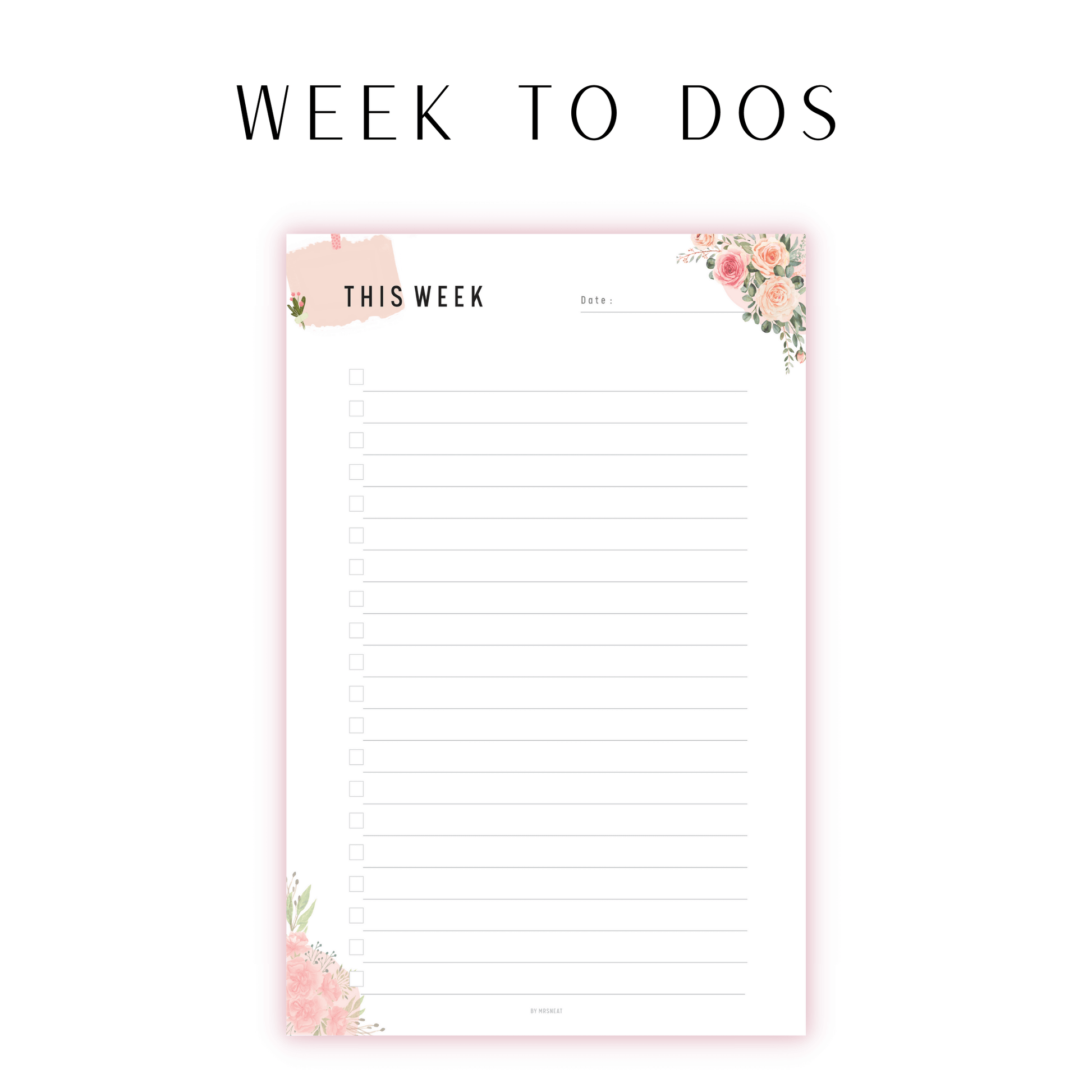 Floral Weekly To Do List Planner