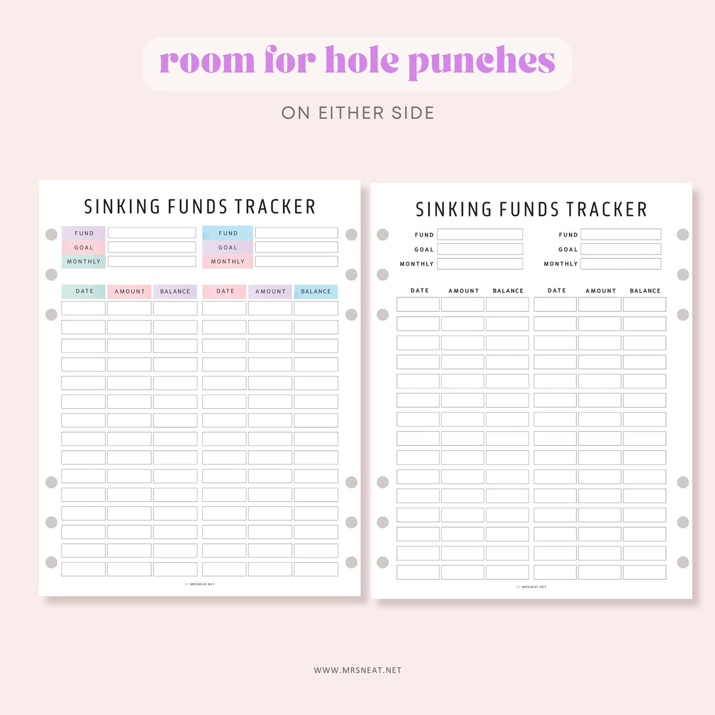 Editable Sinking Funds Tracker, Printable Sinking Funds Tracker, Savings Recorder, Savings Log, Savings Tracker, 2 color options, PDF Fillable, A4, A5, Letter, Half Letter, Printable Planner, Digital Planner