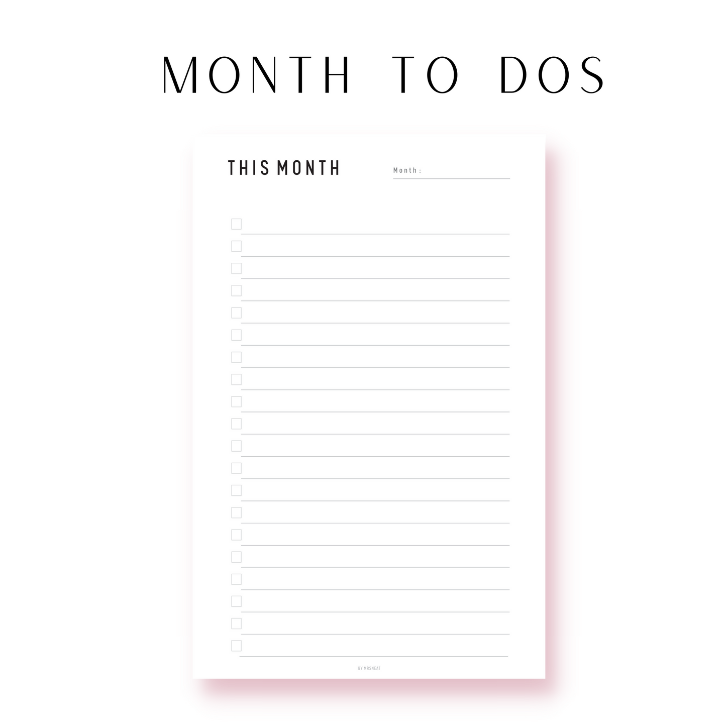 Monthly To Do List Planner Printable