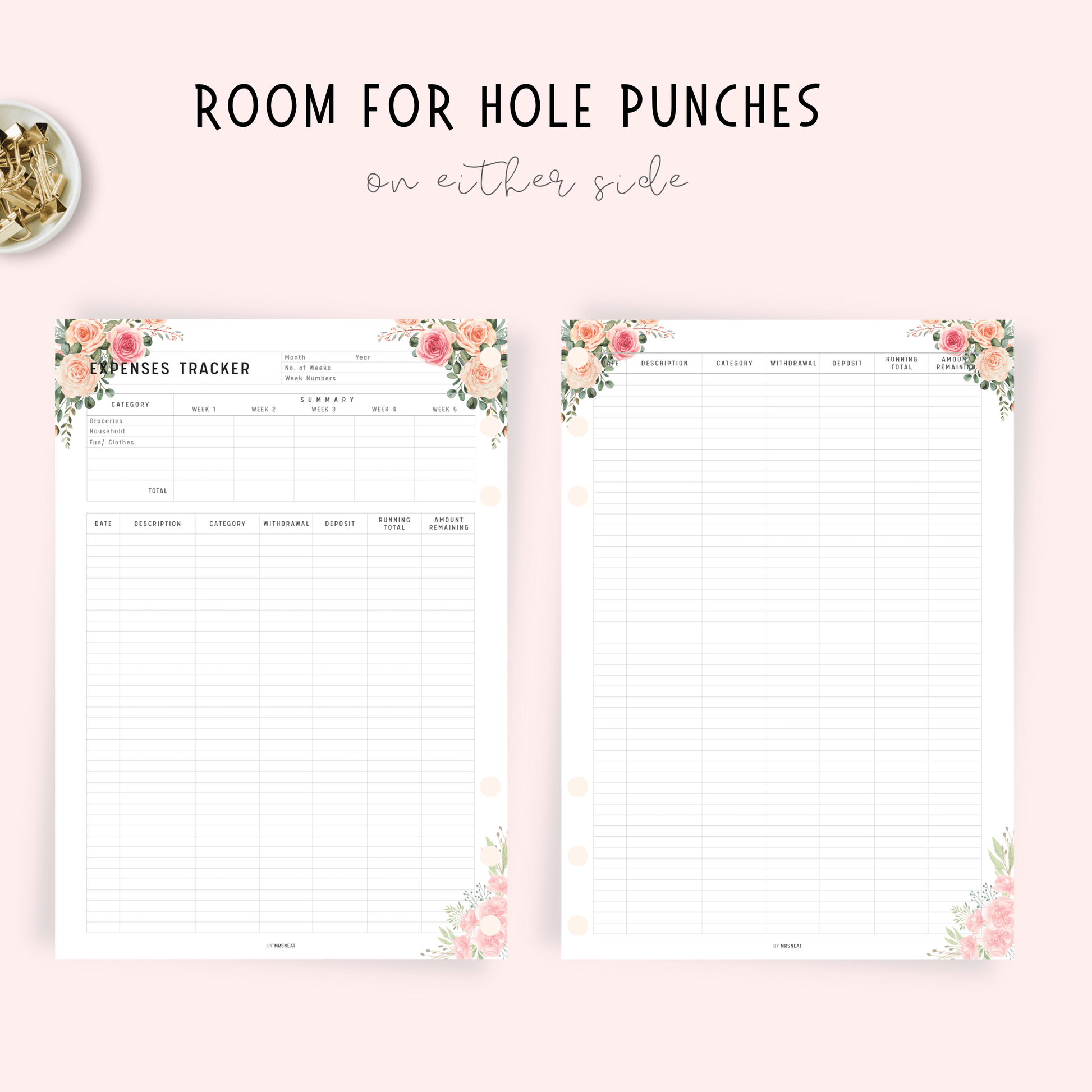 Fillable Expenses Tracker Printable Planner, Editable Bill Tracker, Floral Spending Tracker, Minimalist Expense Tracker, A4, PDF, 5 Styles