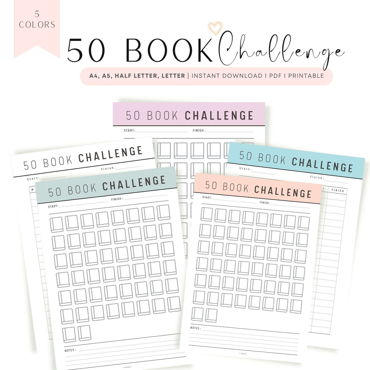 Study Challenge Books 50 Book Reading Challenge Printable – mrsneat