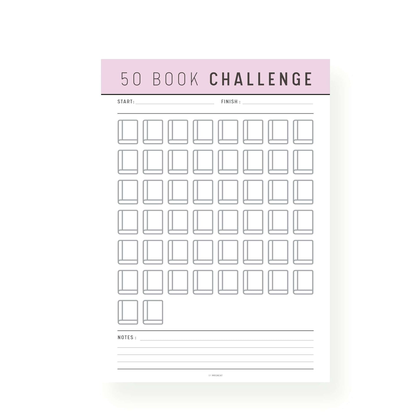 50 Book Reading Challenge Printable mrsneat