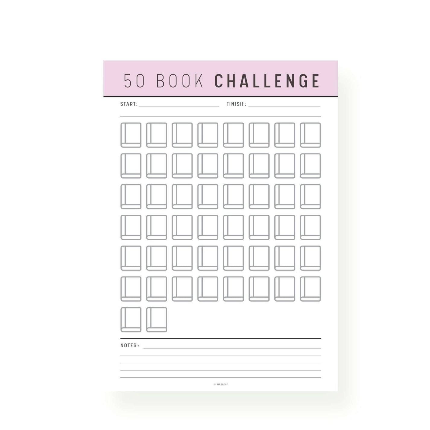 50 Book Reading Challenge Printable – mrsneat