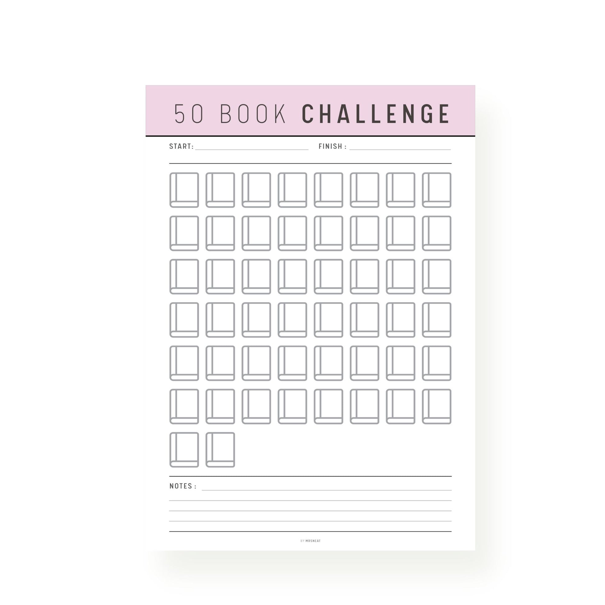 Purple 50 Book Reading Challenge Printable