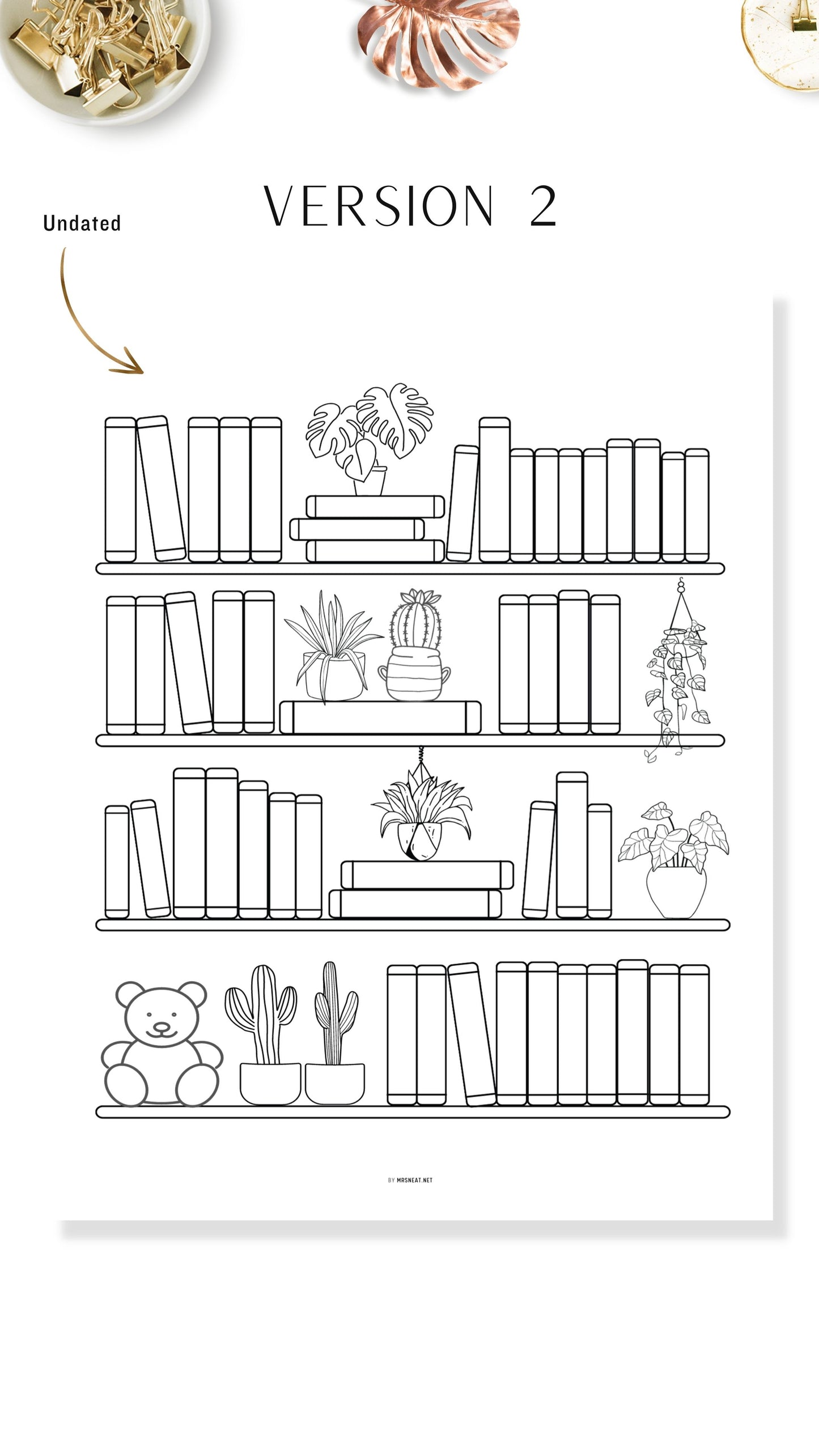 Undated Bookshelf Reading Tracker Printable - 50 Books