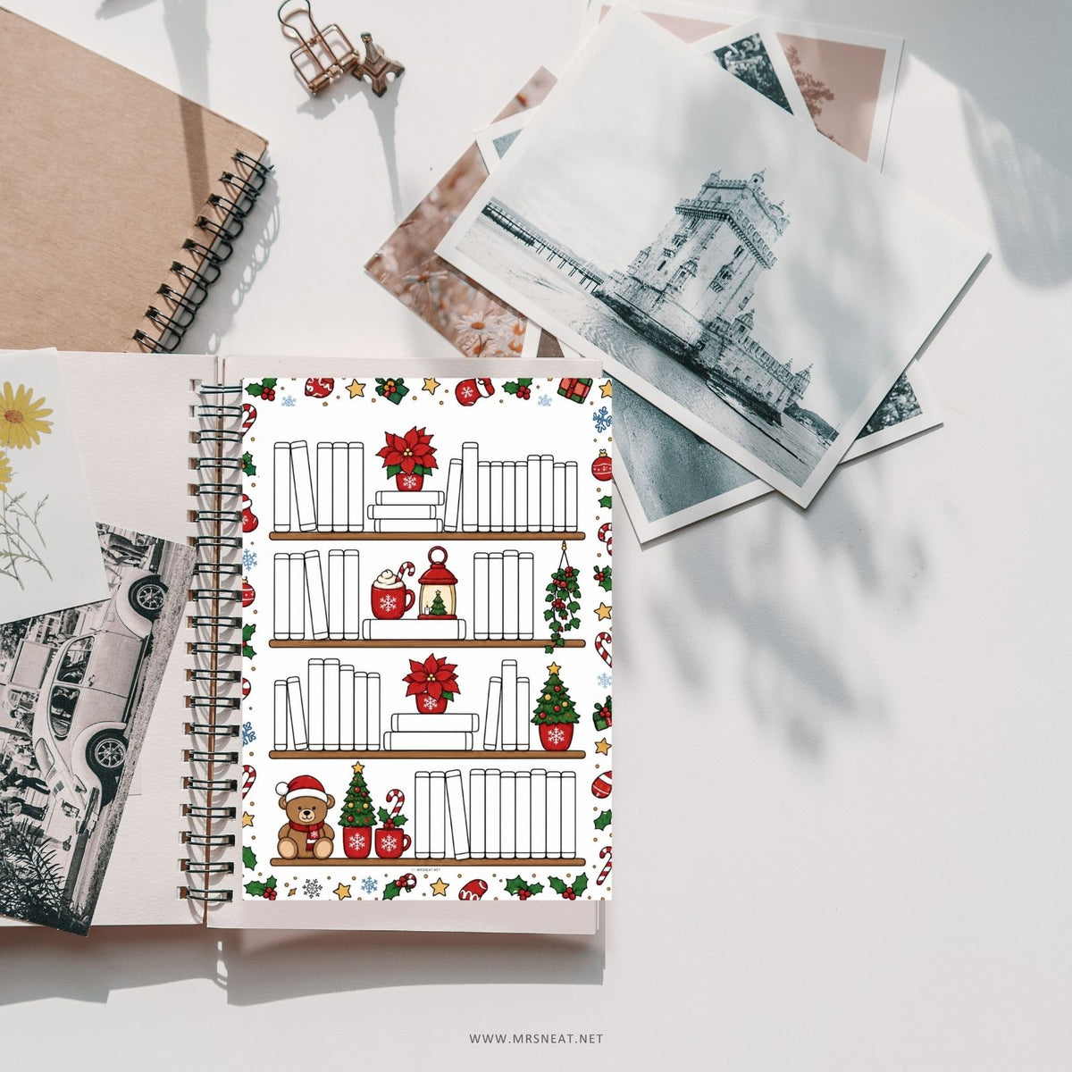 50 book challenge printable with a Christmas Bookshelf Reading Tracker for festive reading goals and holiday TBR lists