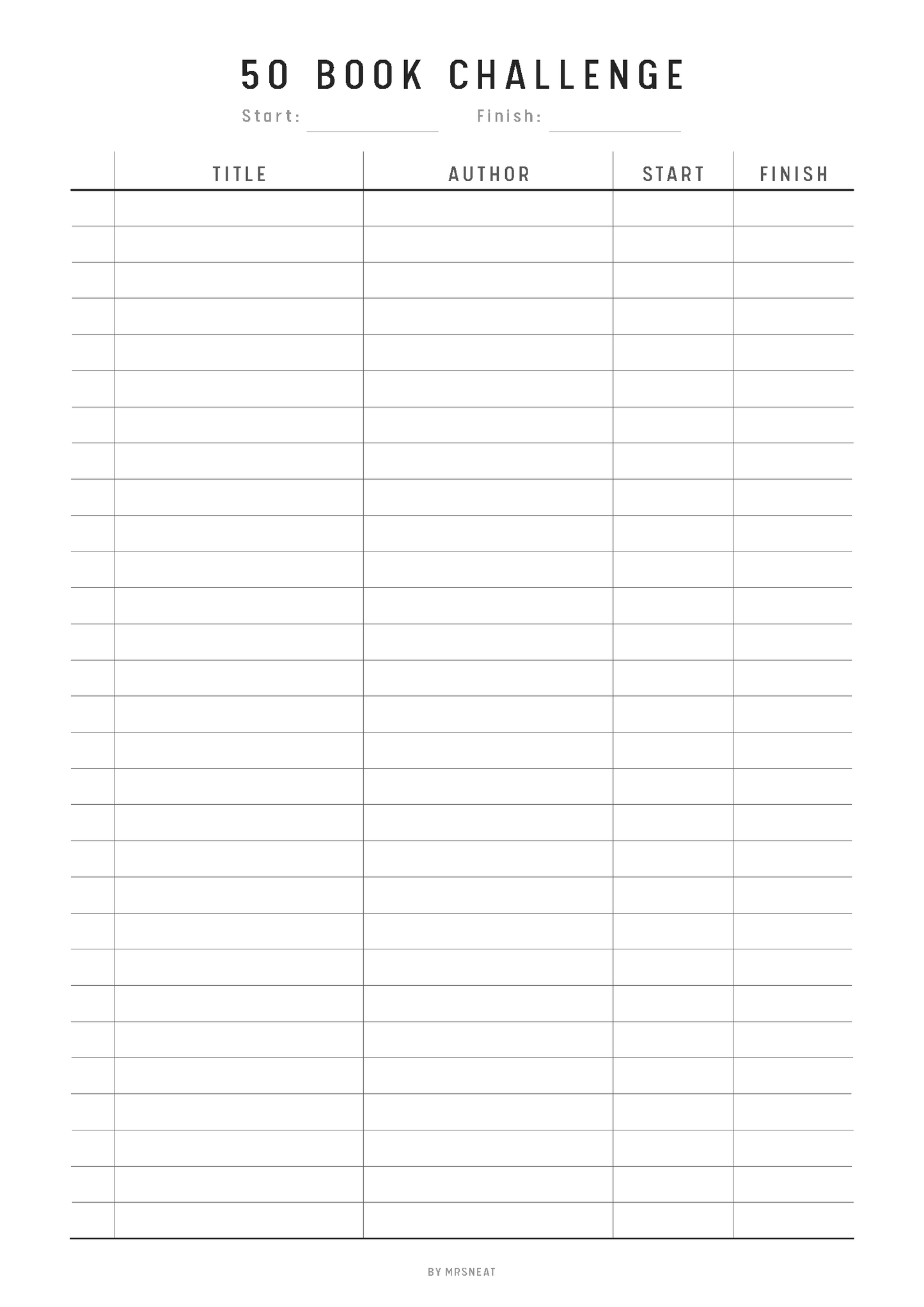 Book Challenge Printable, 100, 50, 30 Book Challenge, 25 Book Challenge, Reading Challenge, A4, A5, Half Letter, Letter, 4 Versions, PDF