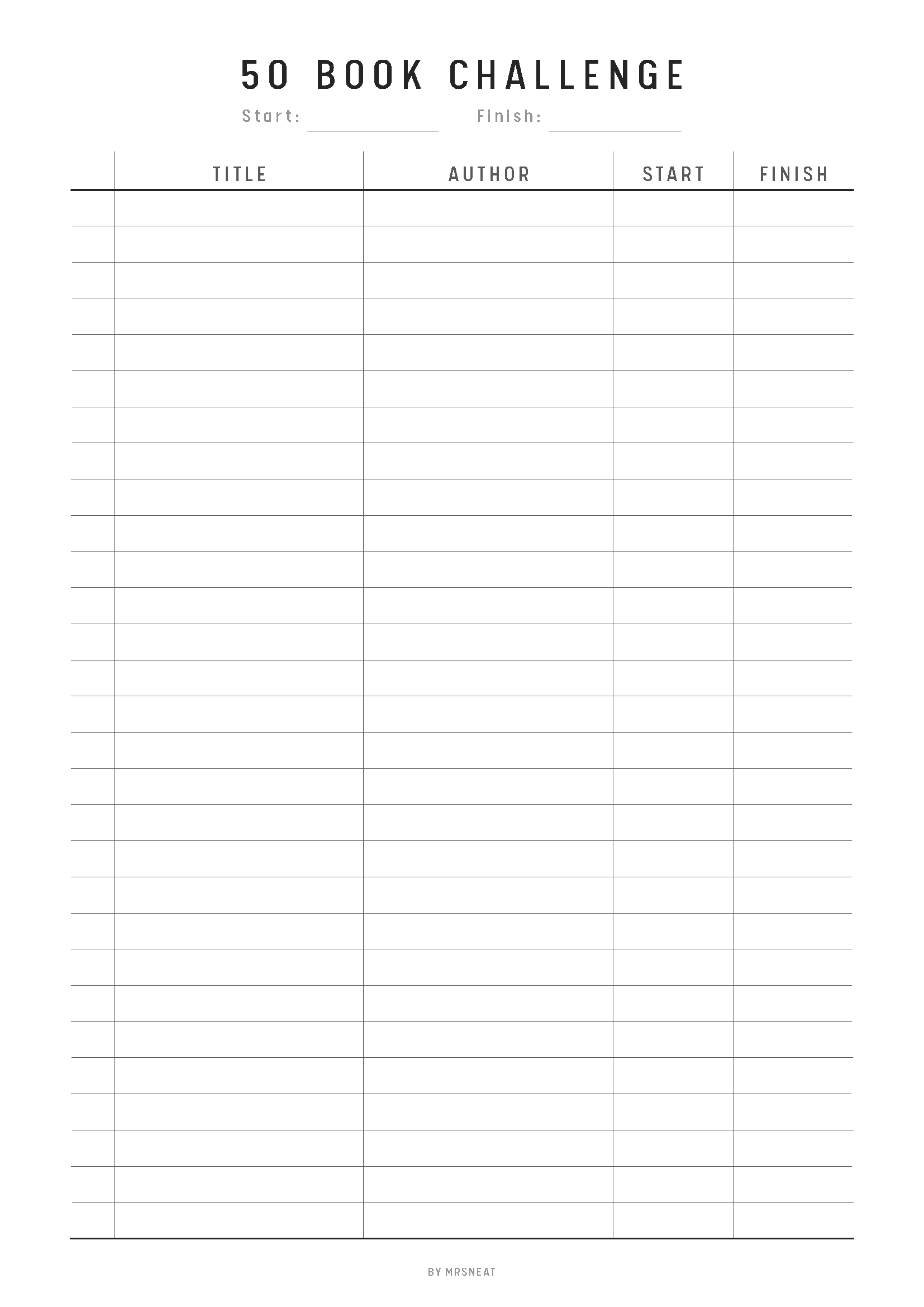 Book Challenge Printable, 100, 50, 30 Book Challenge, 25 Book Challenge, Reading Challenge, A4, A5, Half Letter, Letter, 4 Versions, PDF