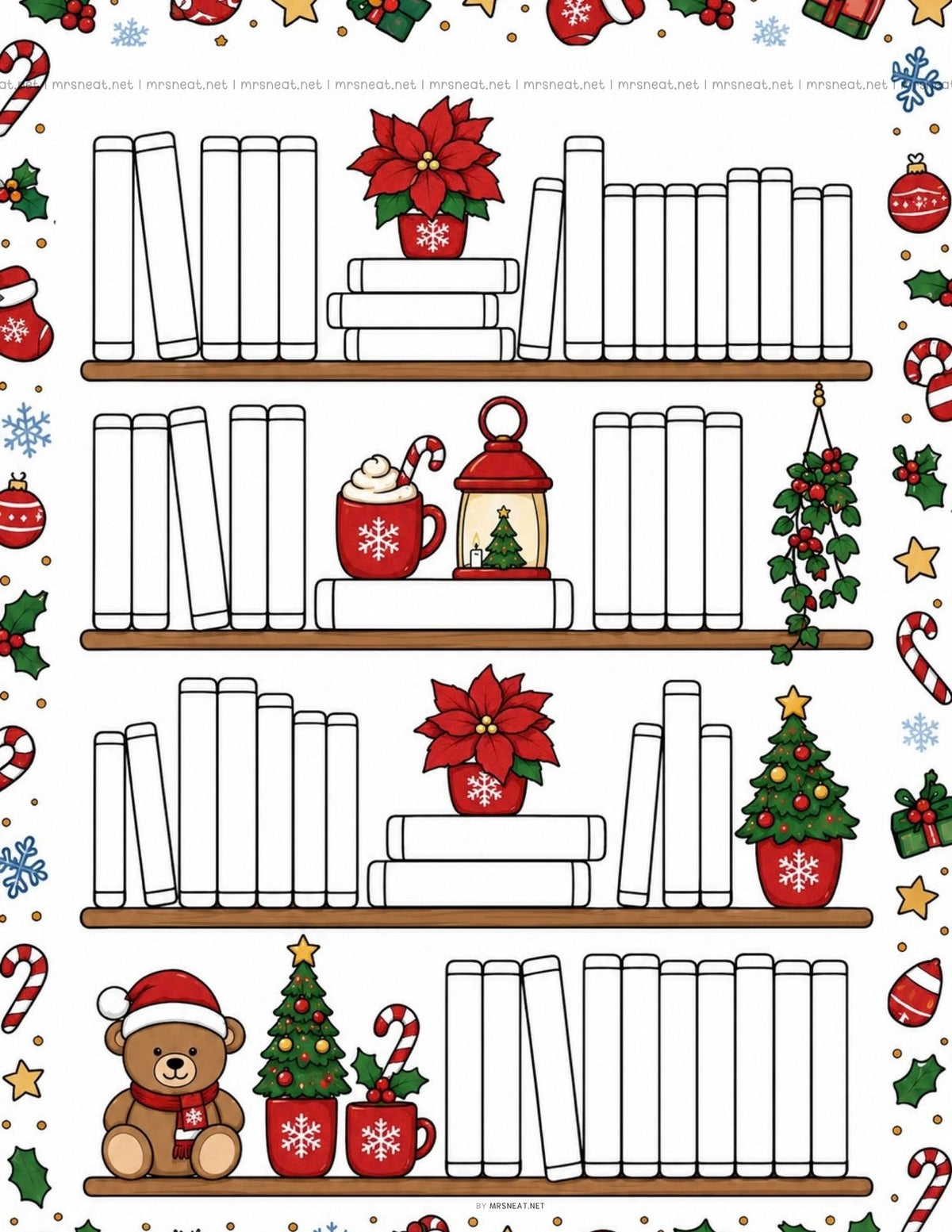 Digital planner reading tracker for a 50 books Christmas reading challenge that can be imported to a tablet and used with a stylus
